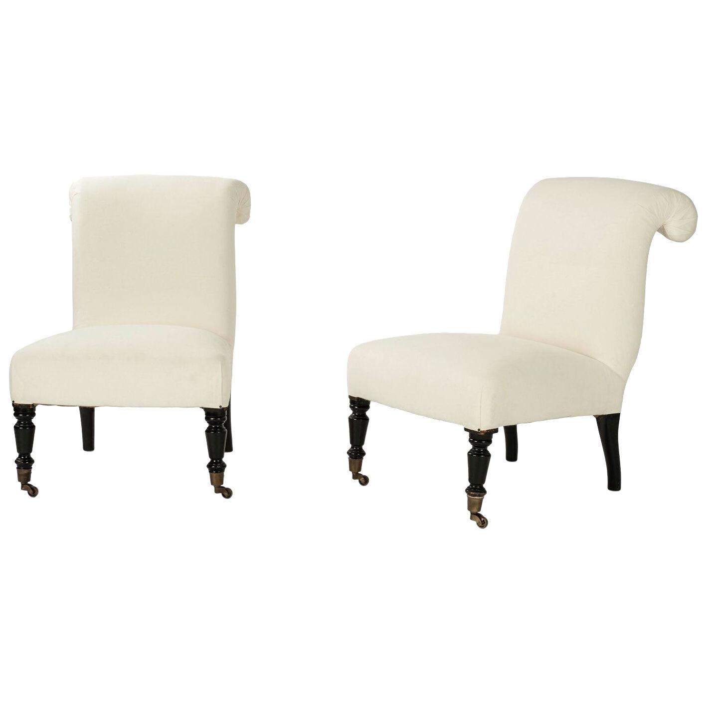 Pair of French Napoleon III Slipper Chairs