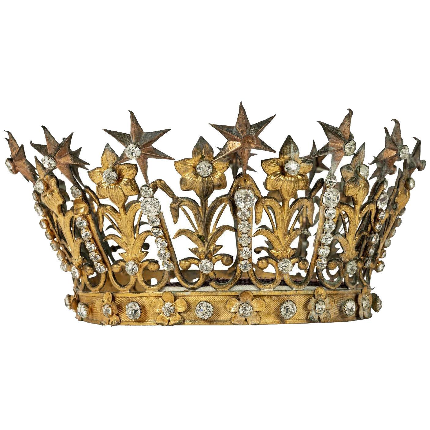 Antique French Gilt-Tole Repousse Crown