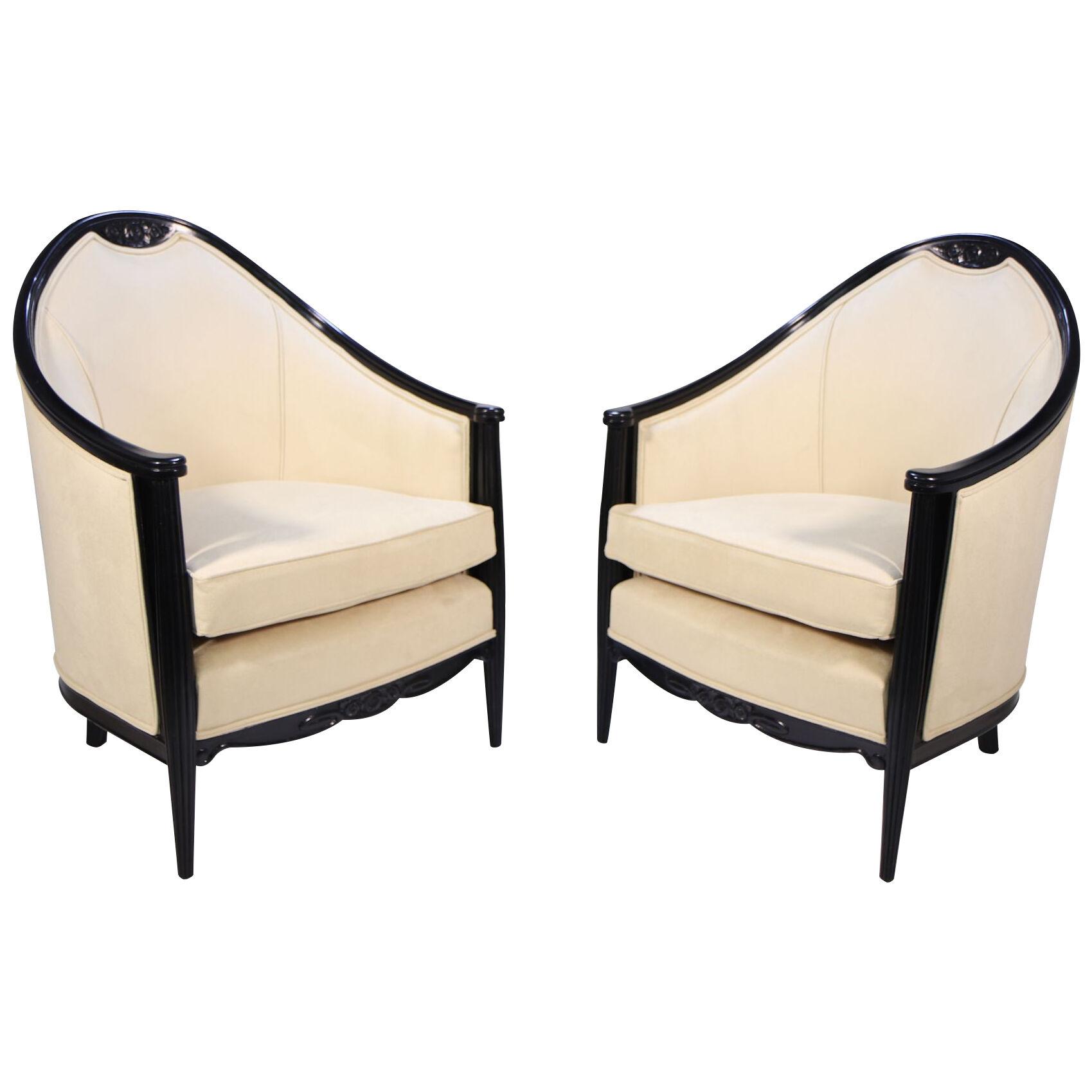Pair of French Art Deco Armchairs by Maurice Dufrene