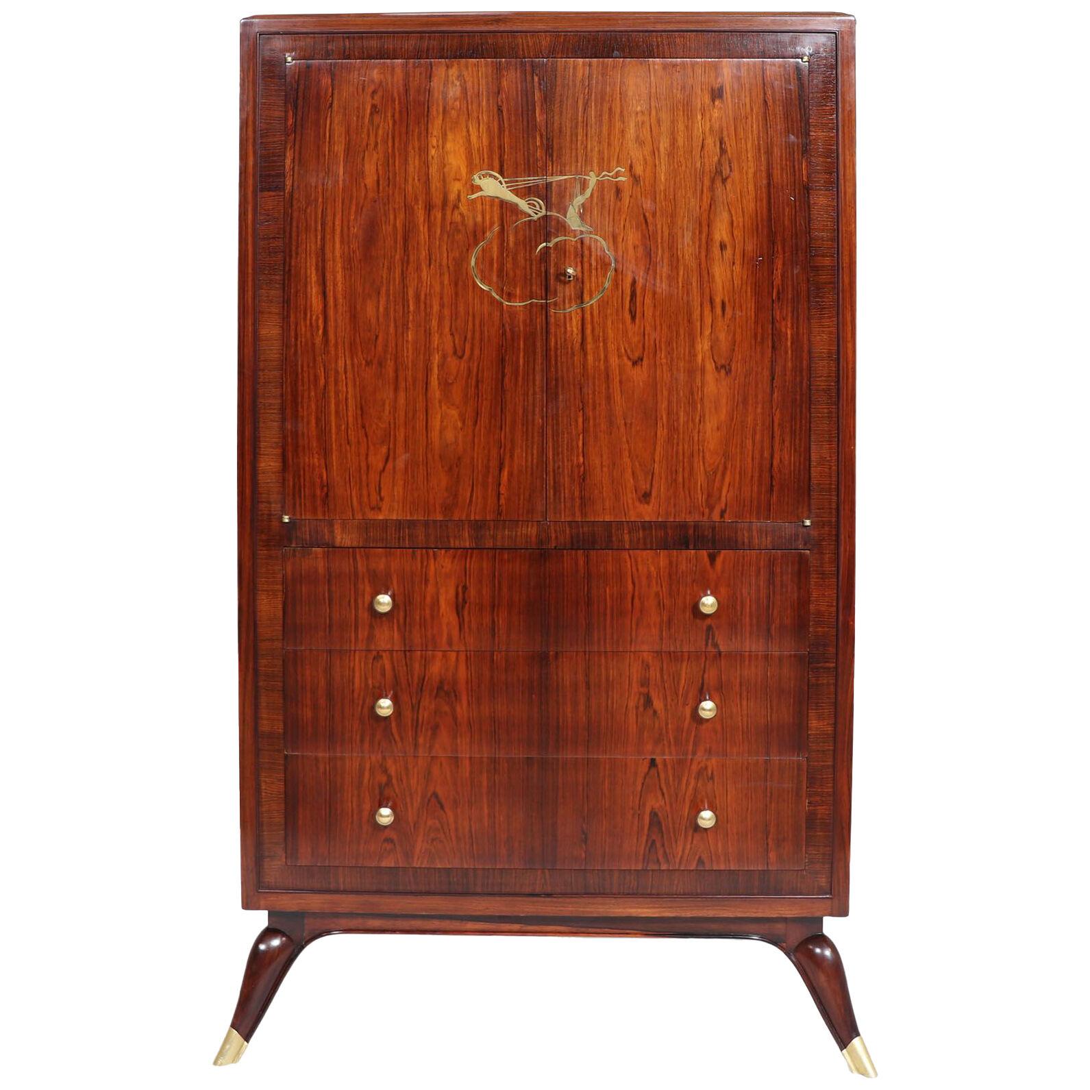 ART DECO ROSEWOOD CABINET IN THE MANNER OF RUHLMANN