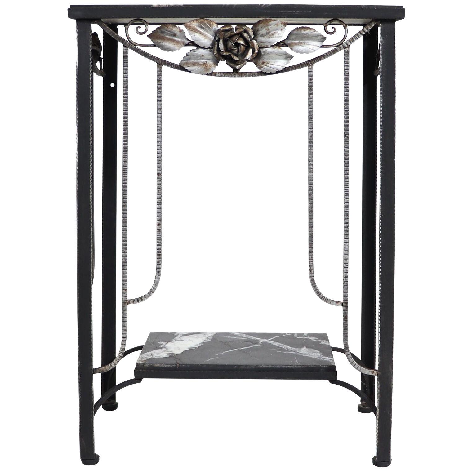 Art Deco Metal and Marble Console Hall Table