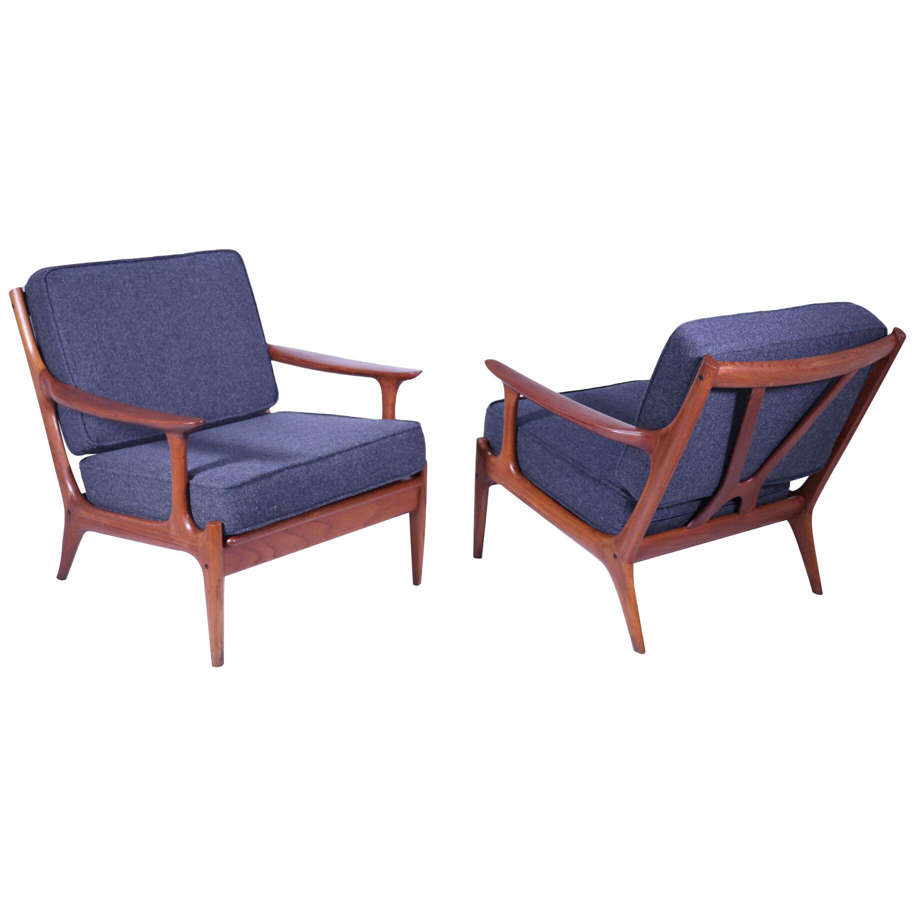 Pair of Danish Teak Lounge Chairs by Bramin c1960