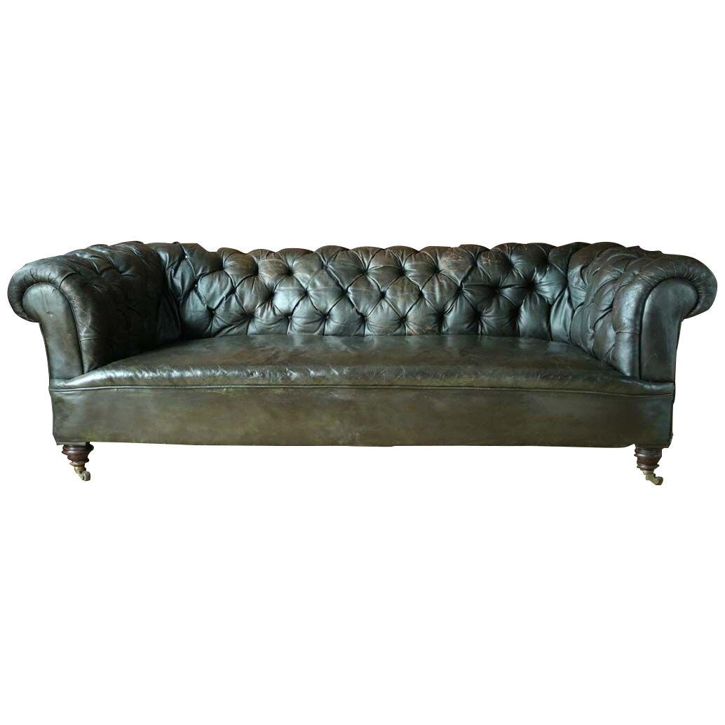 19Th Century Leather Chesterfield Sofa.