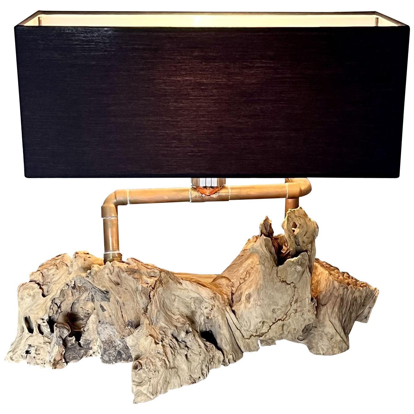 Organic Modern Design Table Lamp Driftwood With Copper Tubes, Austria 2022