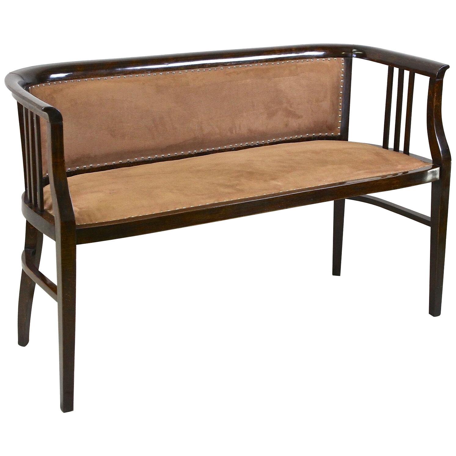 20th Century Art Nouveau Bentwood Bench - newly upholstered, Austria circa 1910
