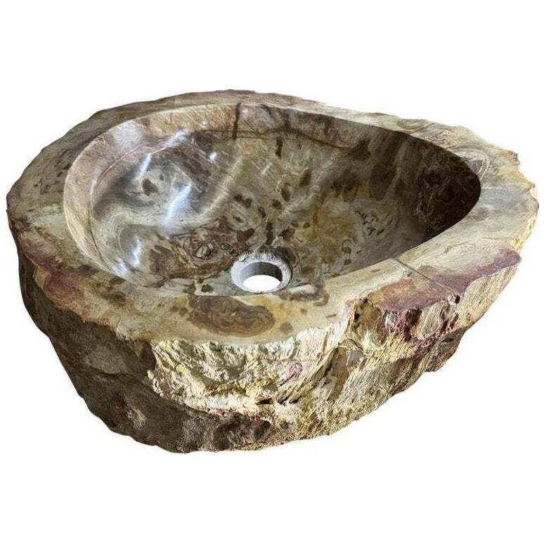 Petrified Wood Sink Brown/ Beige/ Red Tones Polished Top Quality