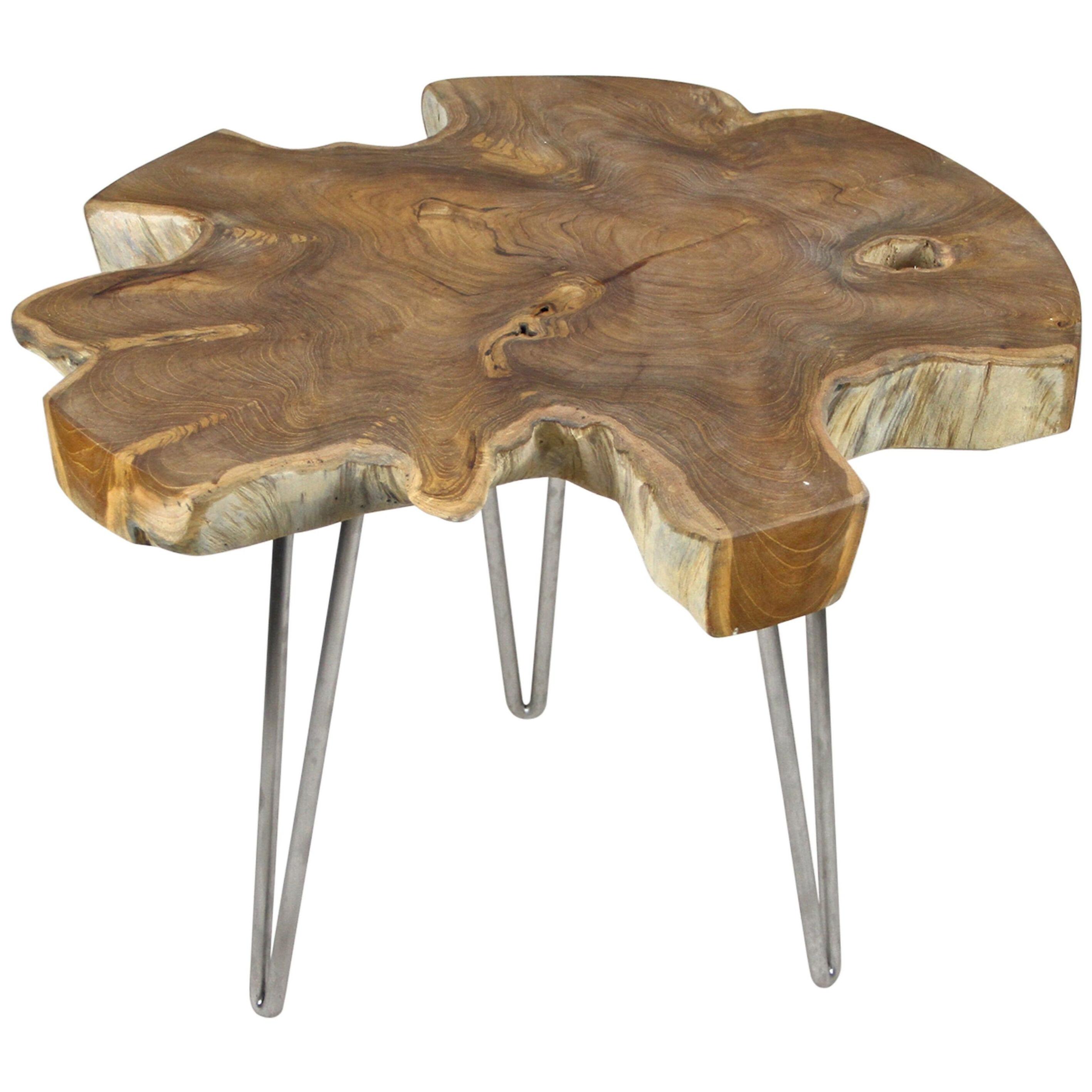 Organic Modern Teak Wood Coffee/ Sofa Table on Stainless Steel Feet