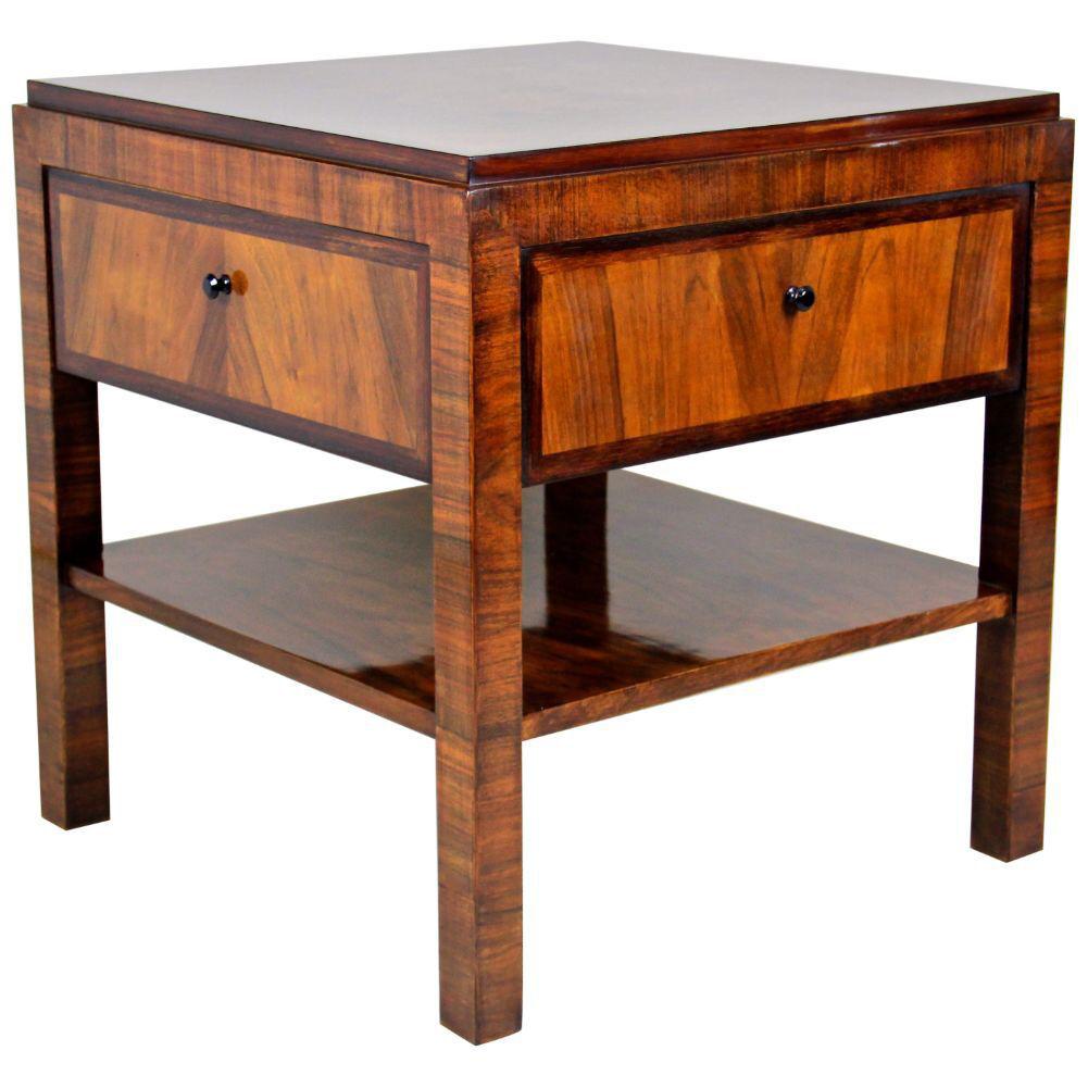 Art Deco Side Table with Four Doors and Marquetry Tabletop, Austria, circa 1920