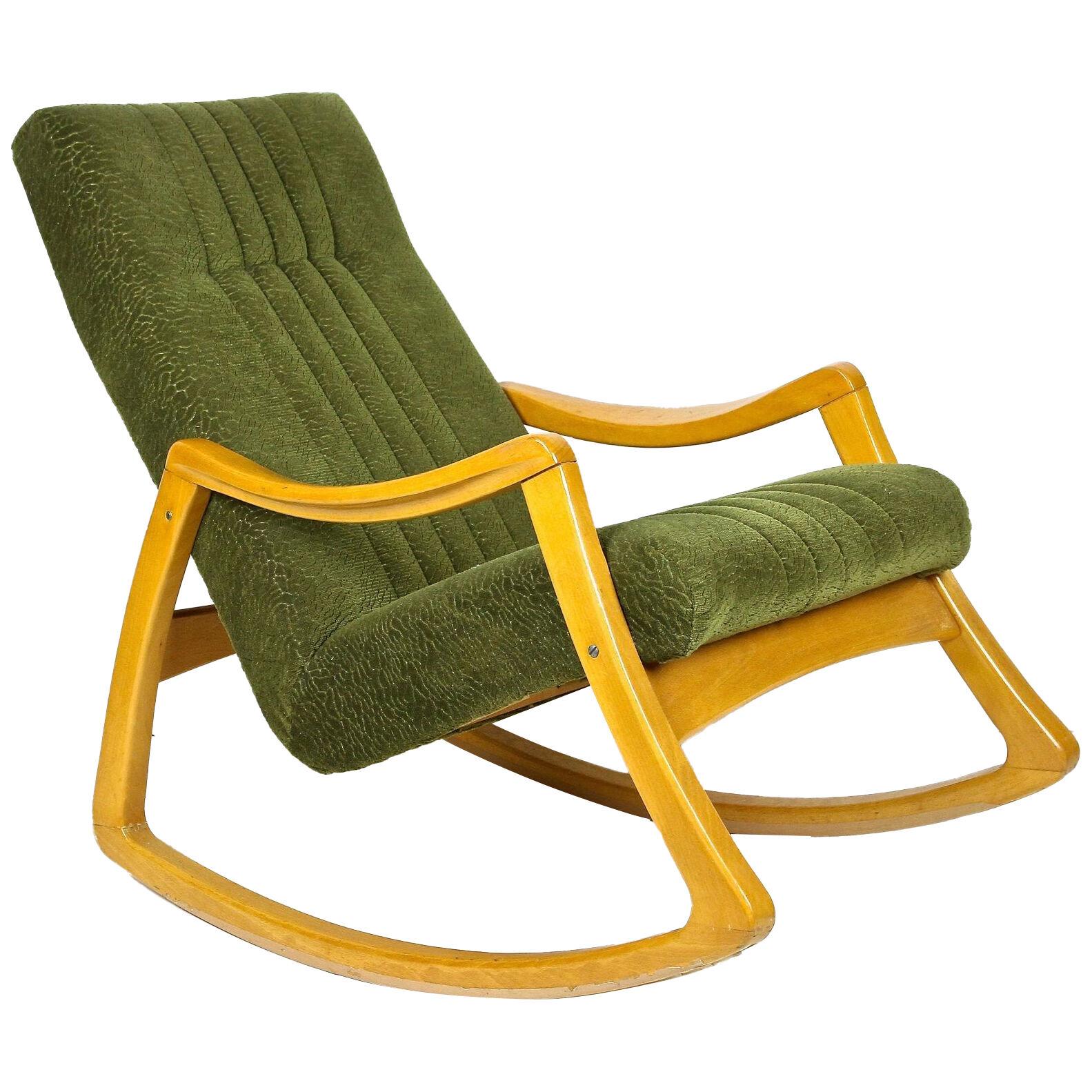 Mid Century Modern Rocking Chair by TON with Original Fabric, CZ ca. 1953