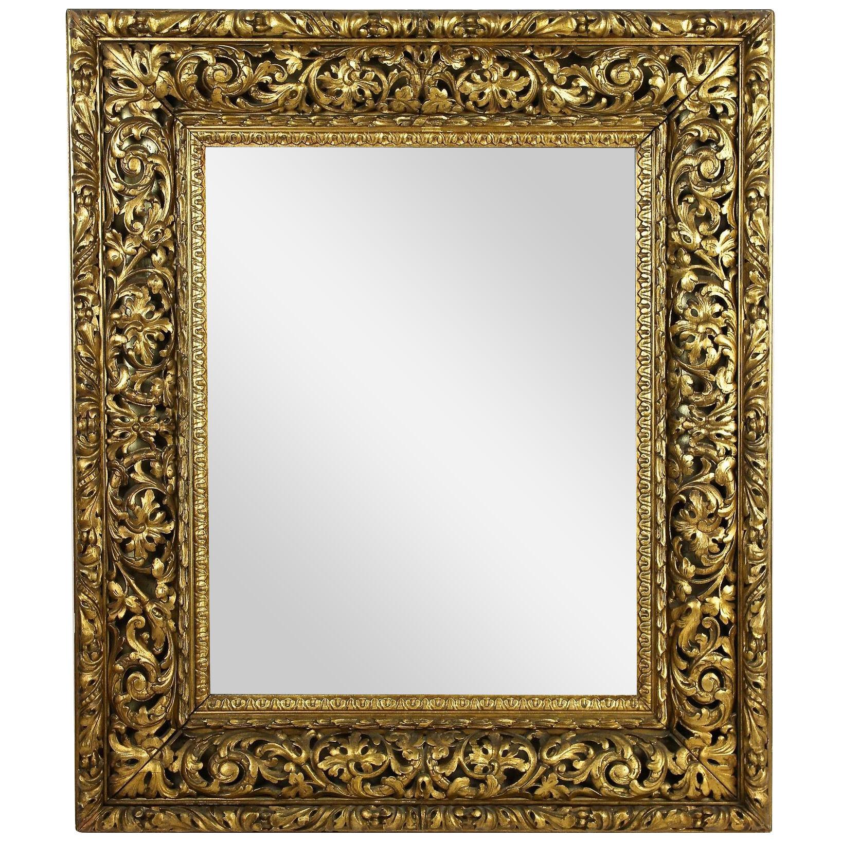 19th Century Gilt Florentine Wall Mirror Open Worked, Italy ca. 1830