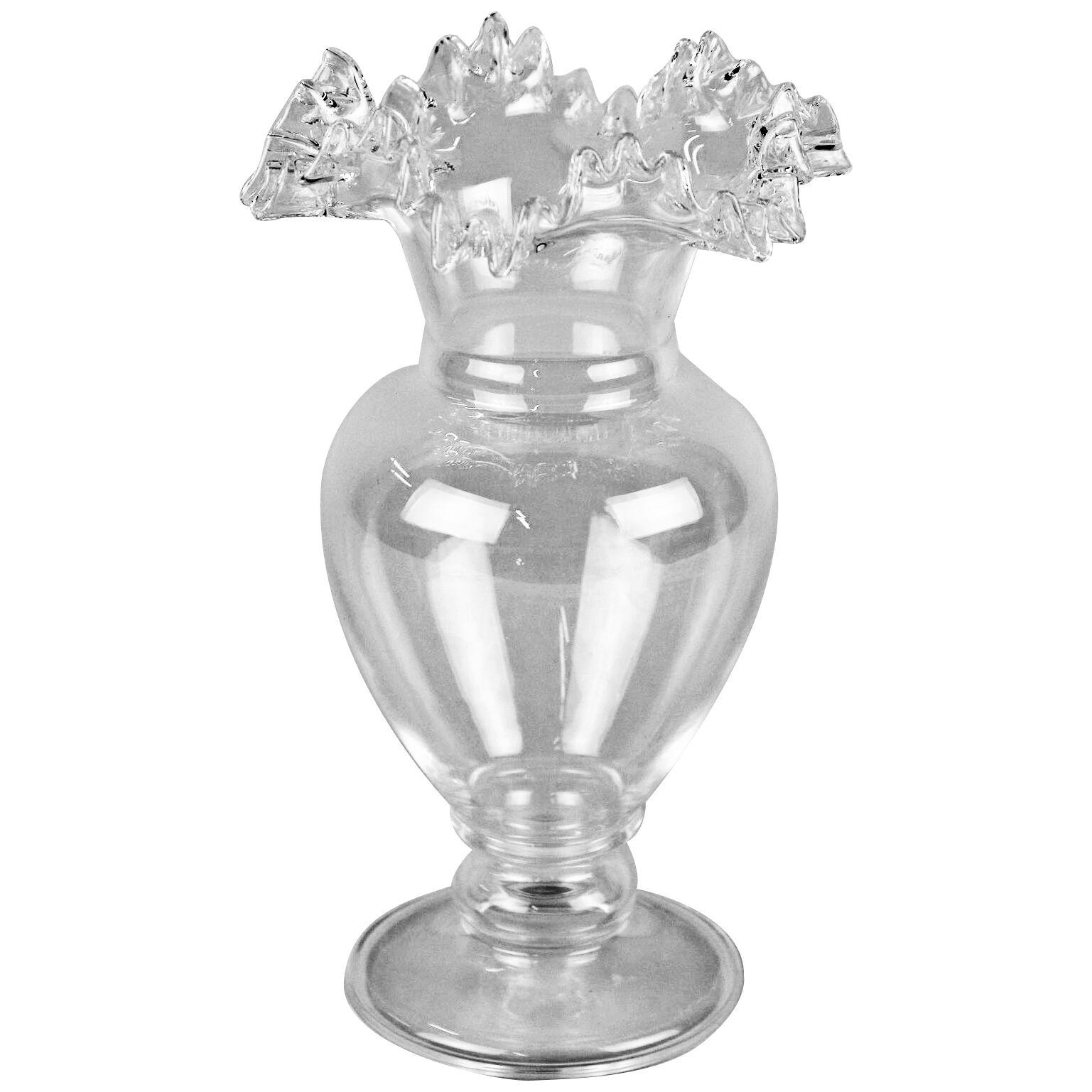 20th Century Art Nouveau Frilly Glass Vase, Austria circa 1910