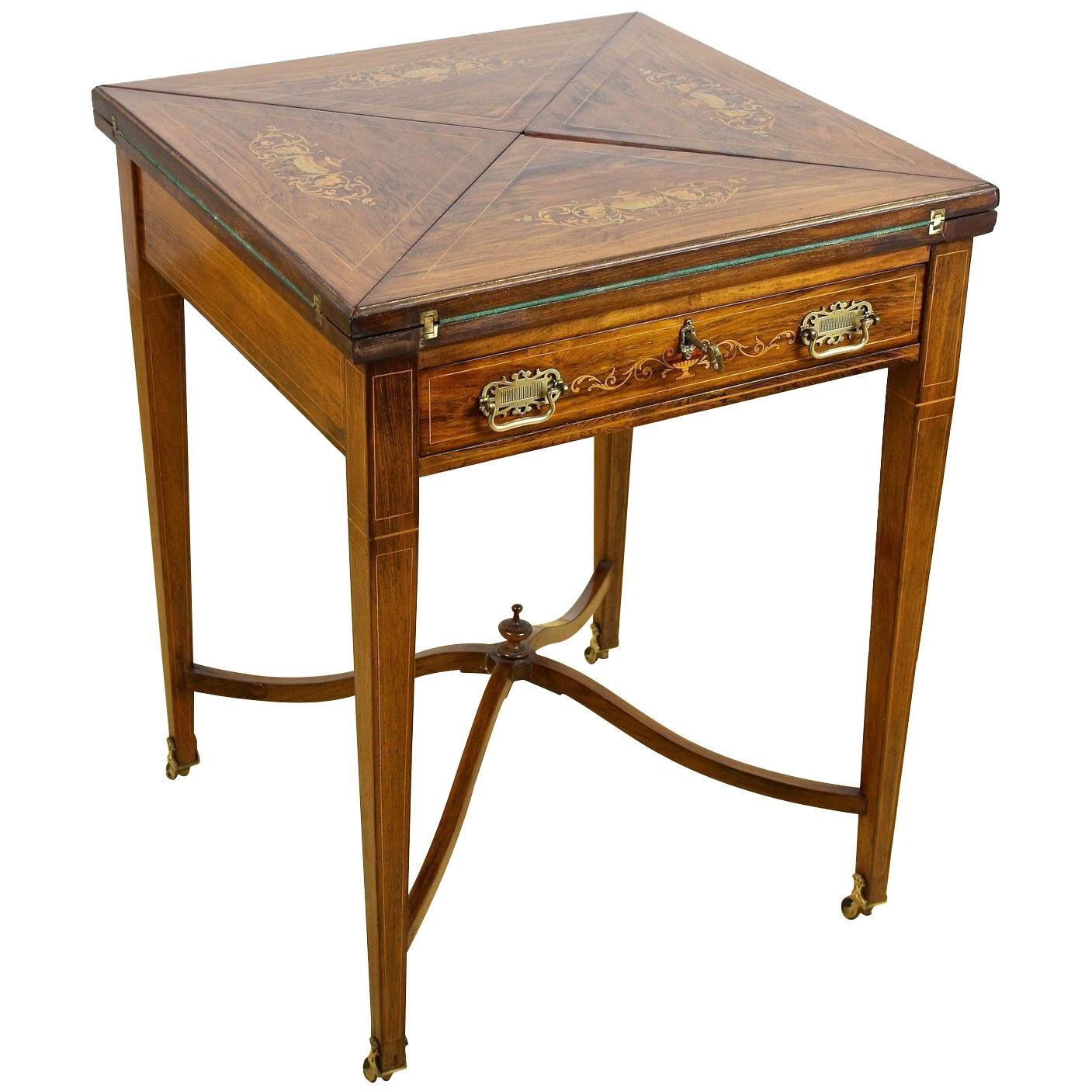 19th Century Victorian Game Table/ Side Table by J. Shoolbred, UK ca. 1890