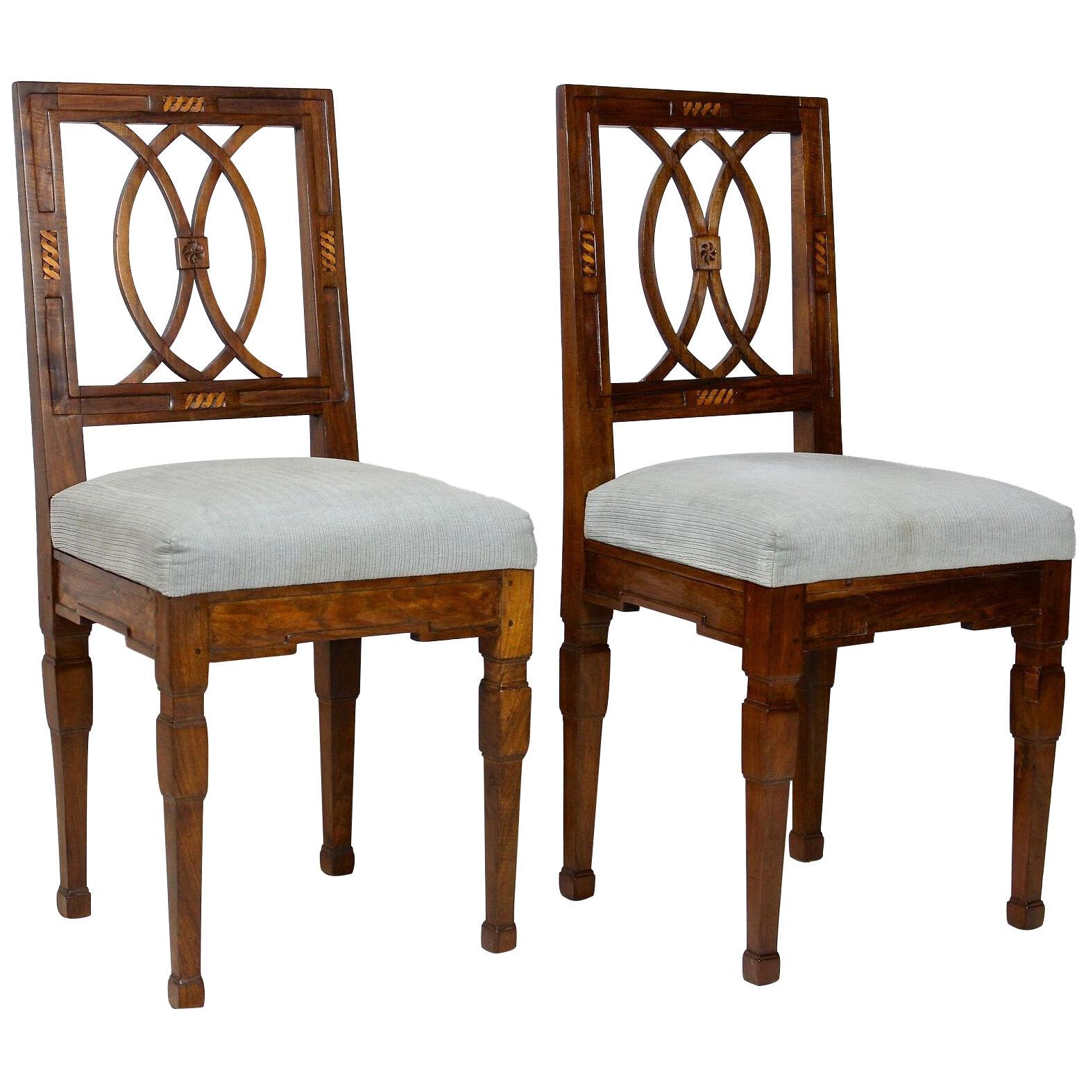 Pair Of 18th Century Nutwood Chairs - Josephinism Period, Austria circa 1790