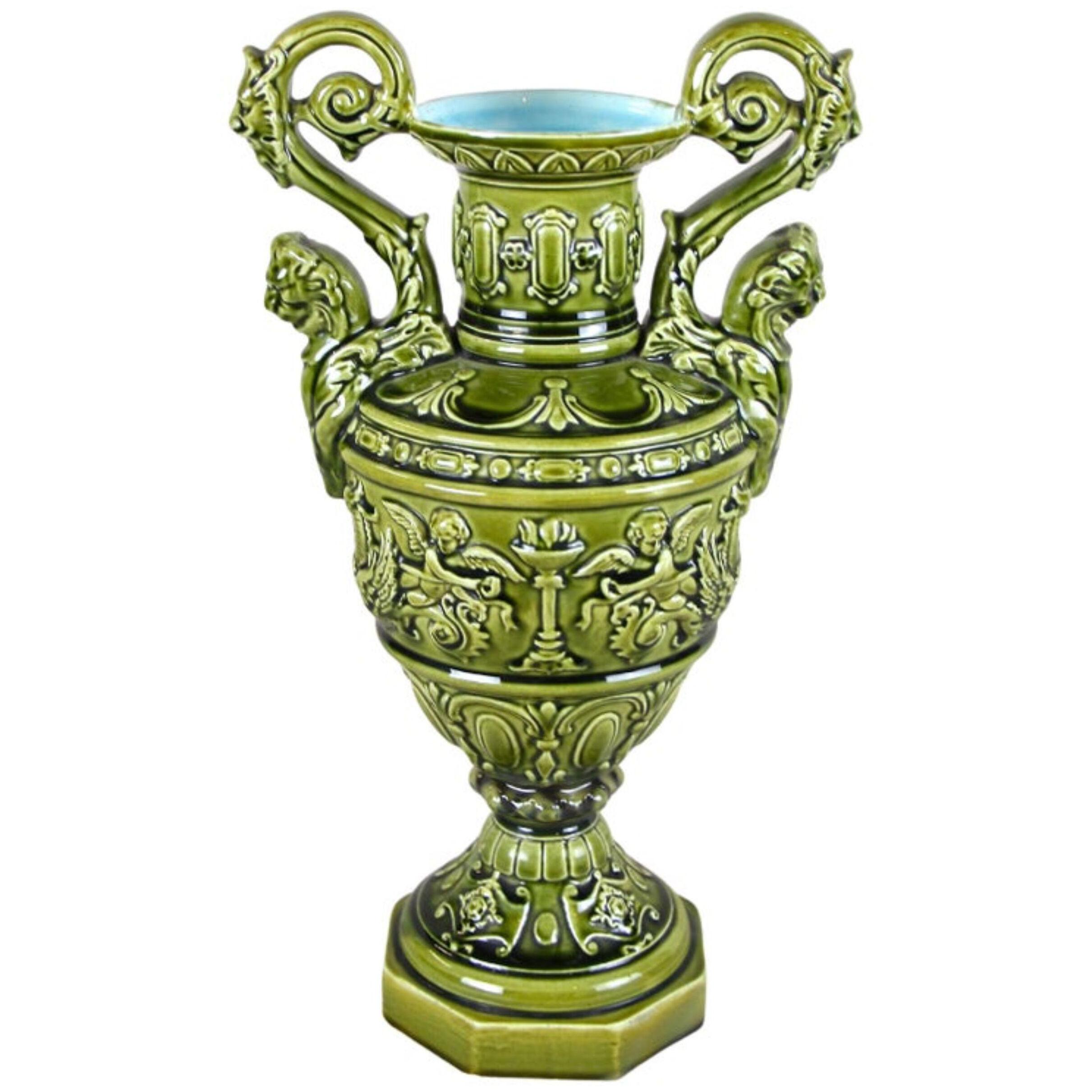 Art Nouveau Majolica Amphora Vase by Schuetz Cilli, circa 1900