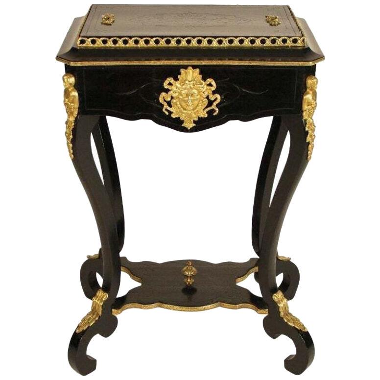 Ebonized Side Table with Gilt Bronze Applications Napoleon III, France ca. 1870