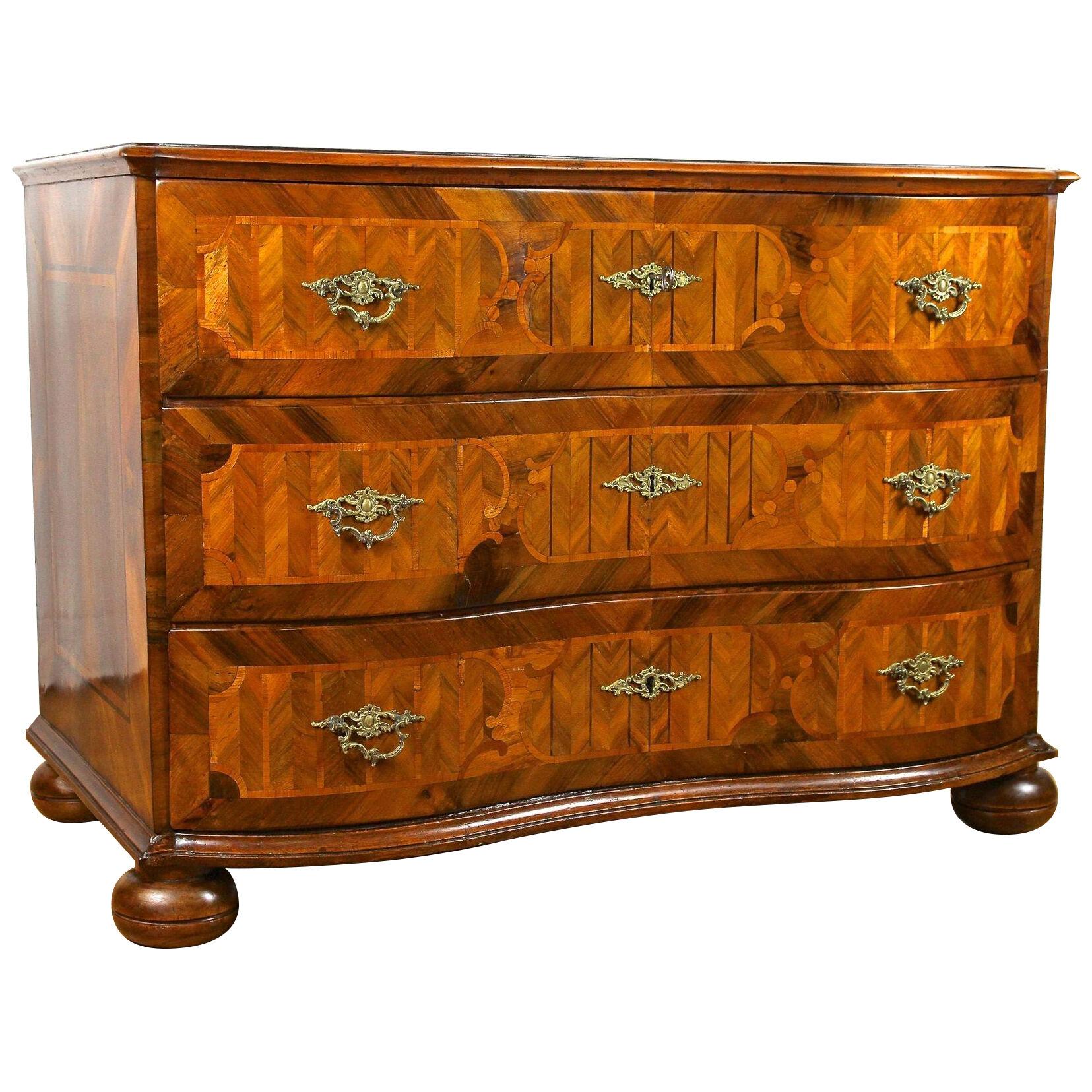 18th Century Baroque Chest Of Drawers With Marquetry Works, Austria circa 1770