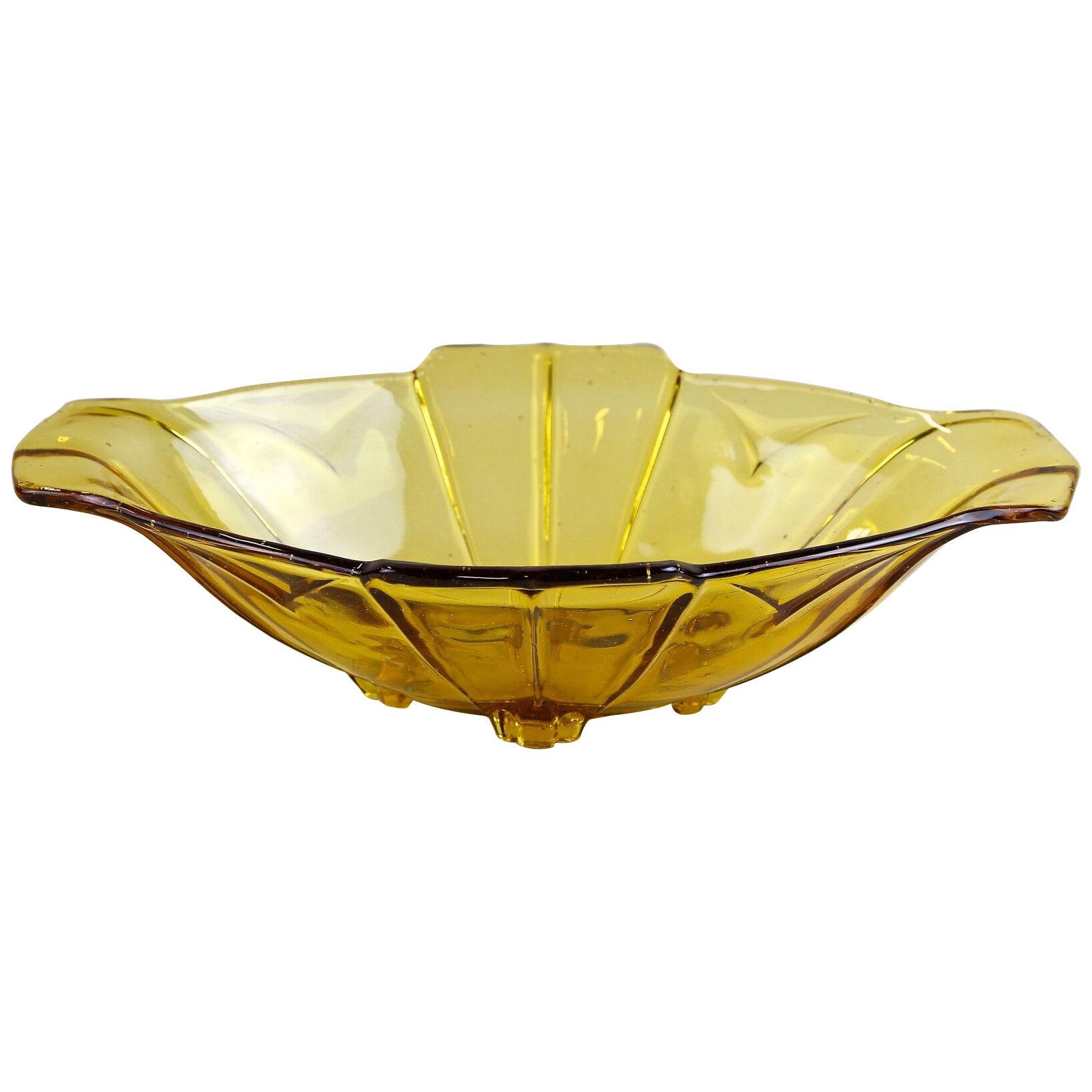 20th Century Art Deco Glass Bowl/ Jardiniere Amber Colored, Austria circa 1920