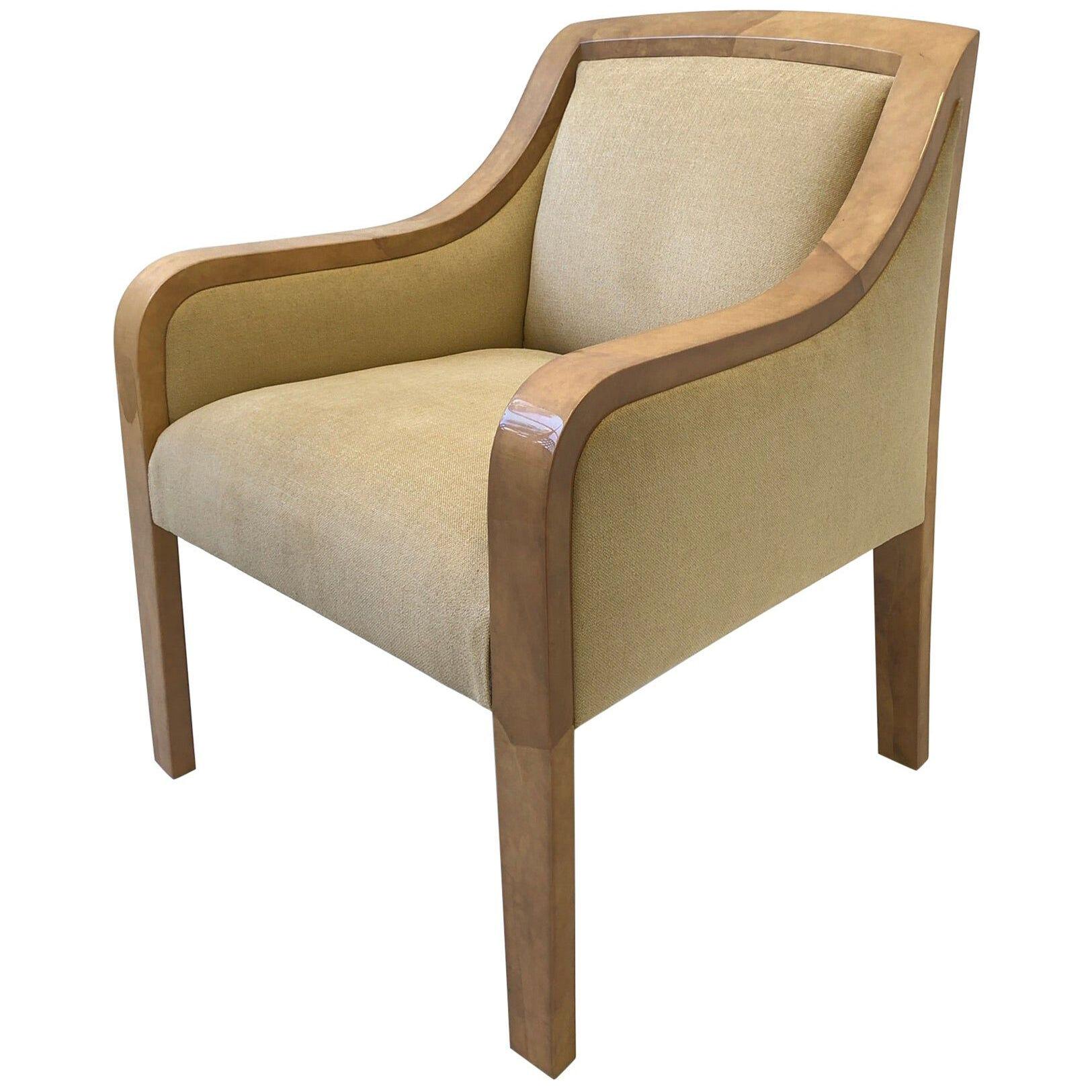 Goatskin and Fabric Regency Lounge Chair in the Manner of Karl Springer