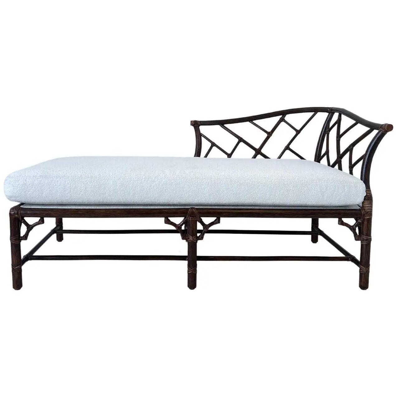 Dark Rattan and White Boucle Daybed by McGuire
