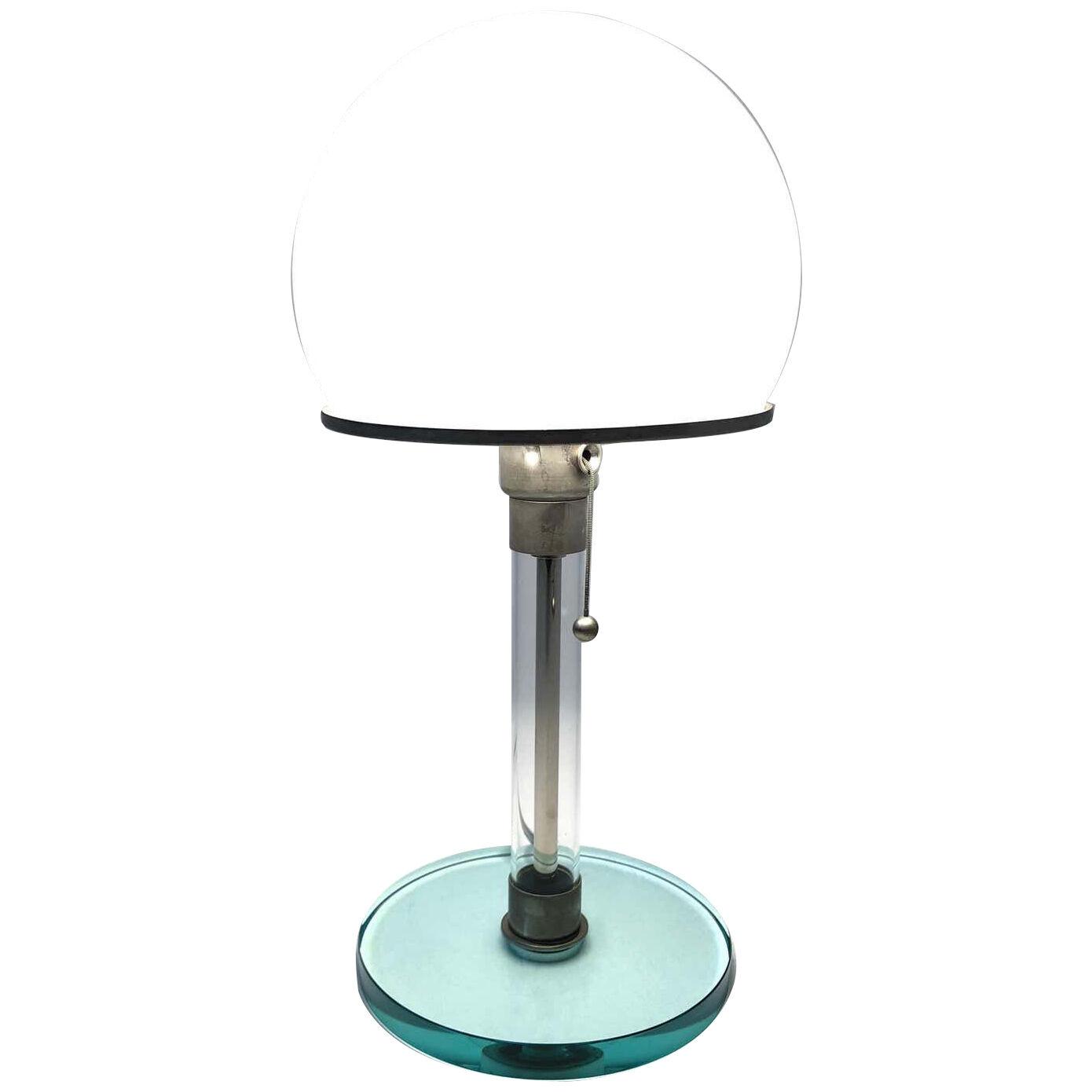 Chrome and Glass Bauhaus Table Lamp by Wilhelm Wagenfeld