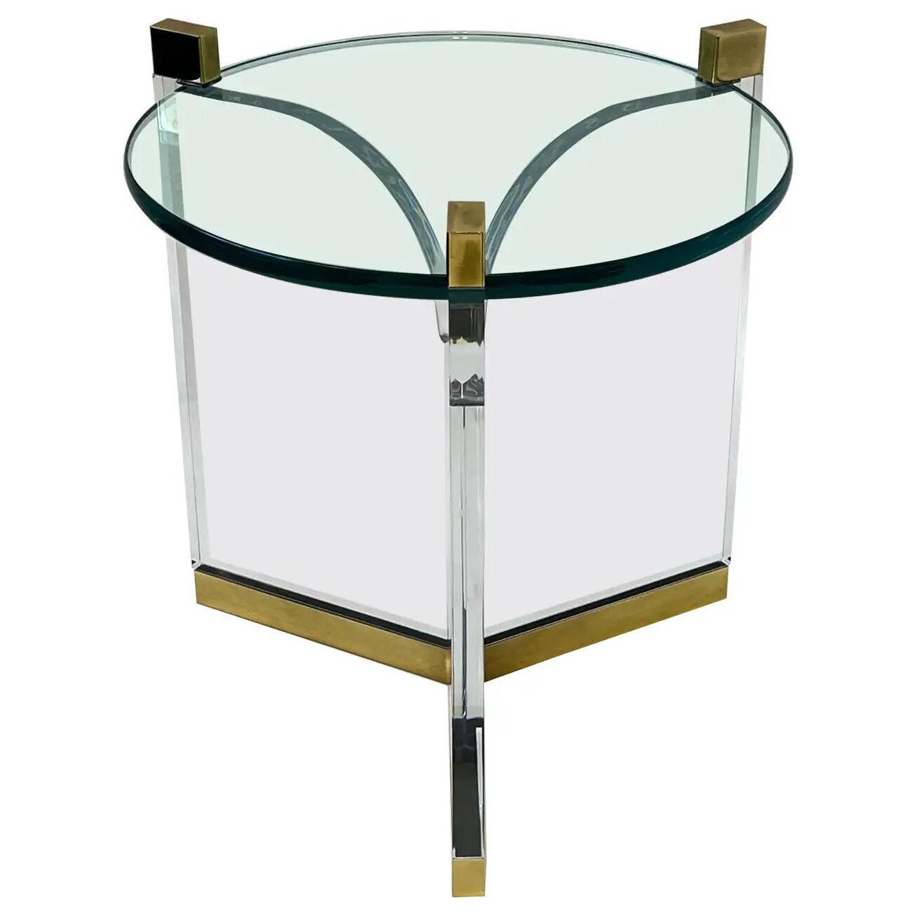 Lucite and Brass Side Table by Charles Hollis Jones
