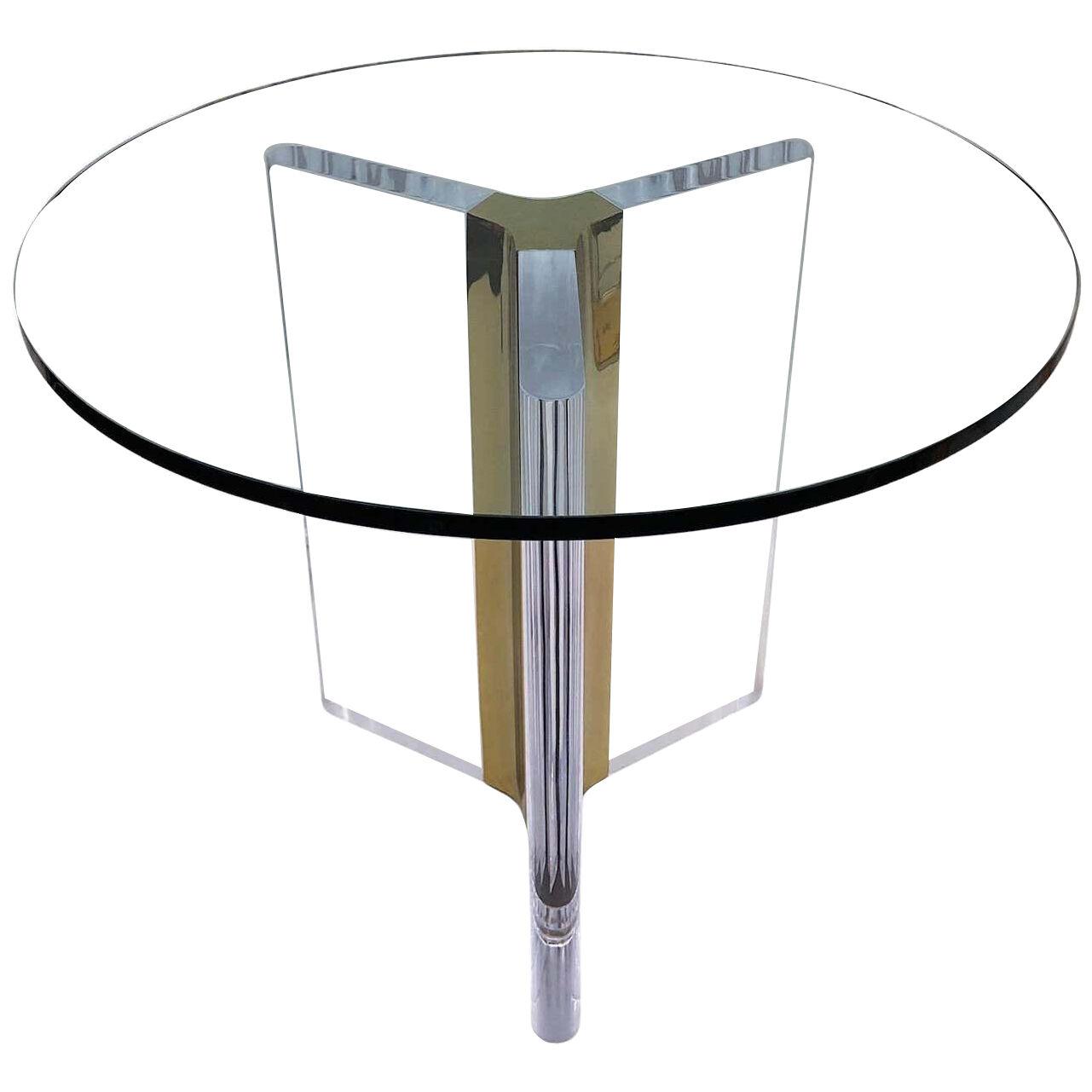 Lucite and Brass Dining Table by Charles Hollis Jones