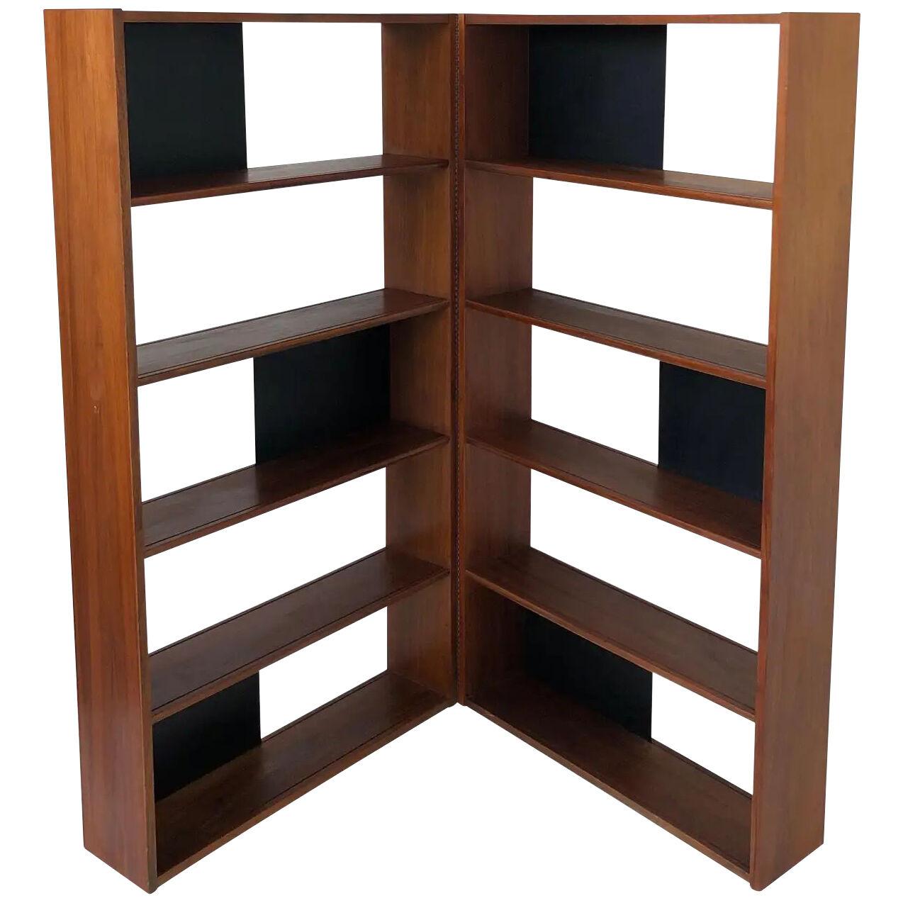 Walnut Folding Bookcase or Room Divider by Evans Clark for Glenn of Californi