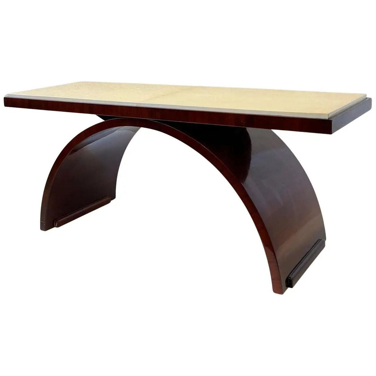 Rosewood and Goatskin Parchment Paper Art Deco Coffee Table