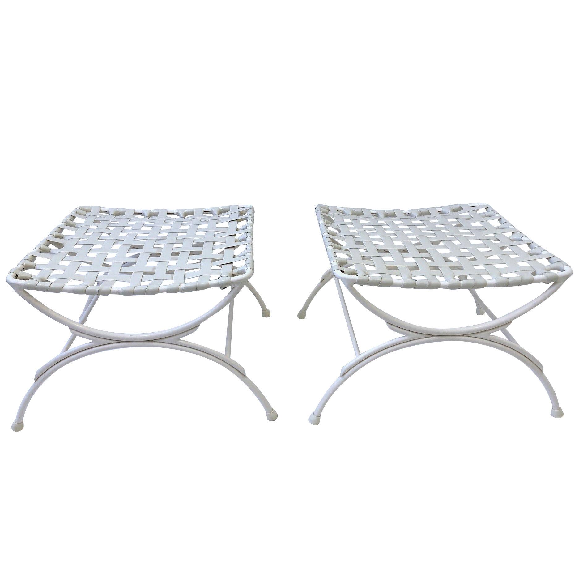 off White Pair of Outdoor Ottoman by Keller Scroll of Miami