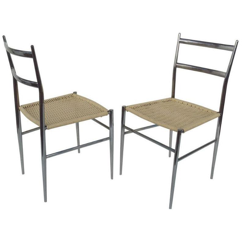 A Pair of Chrome Chairs Attributed to Gio Ponti