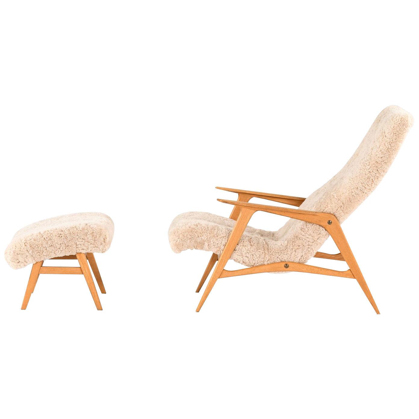 Lounge Chair with Stool Model Siesta Produced by JIO Möbler
