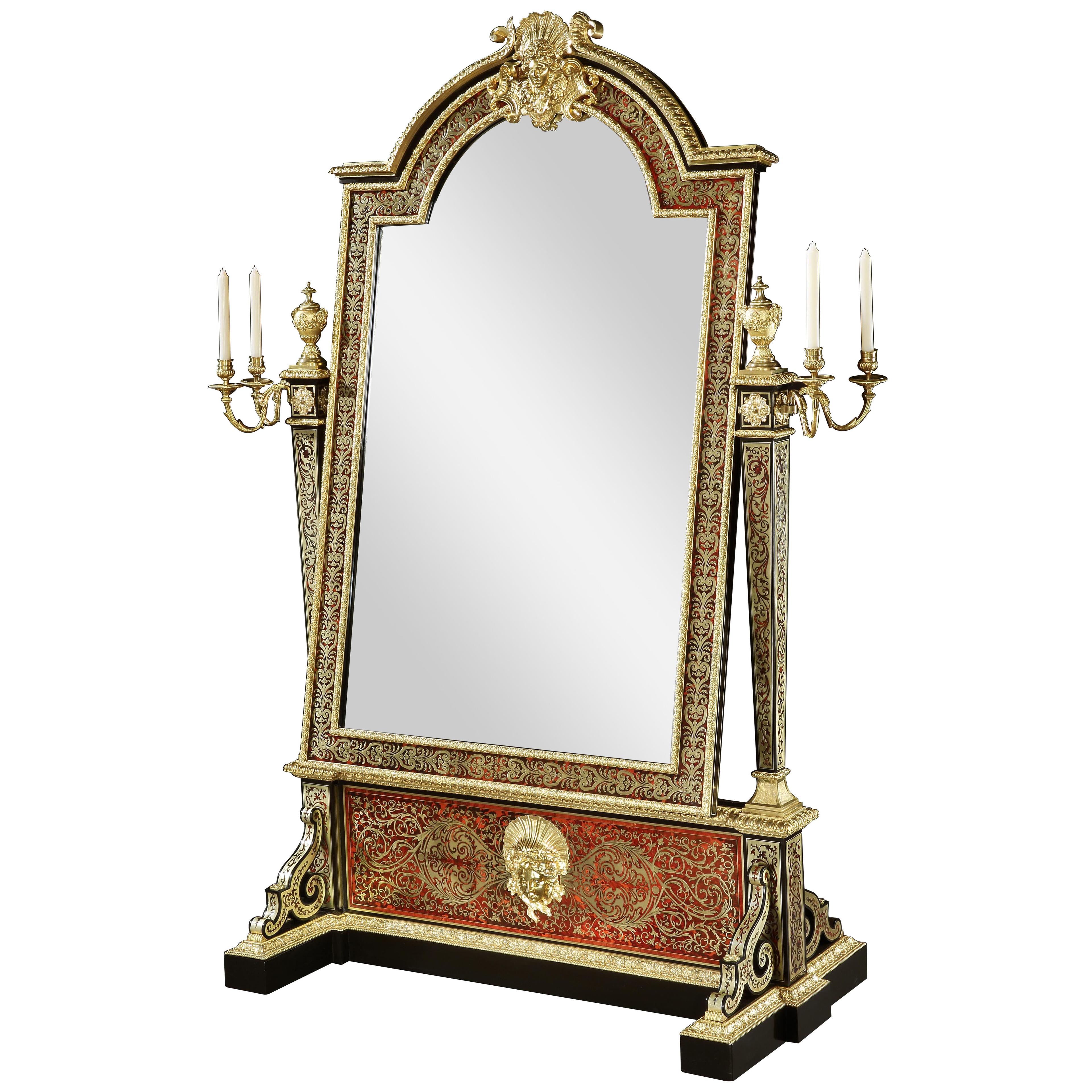 Superb Marquetry-Inlaid Cheval Mirror