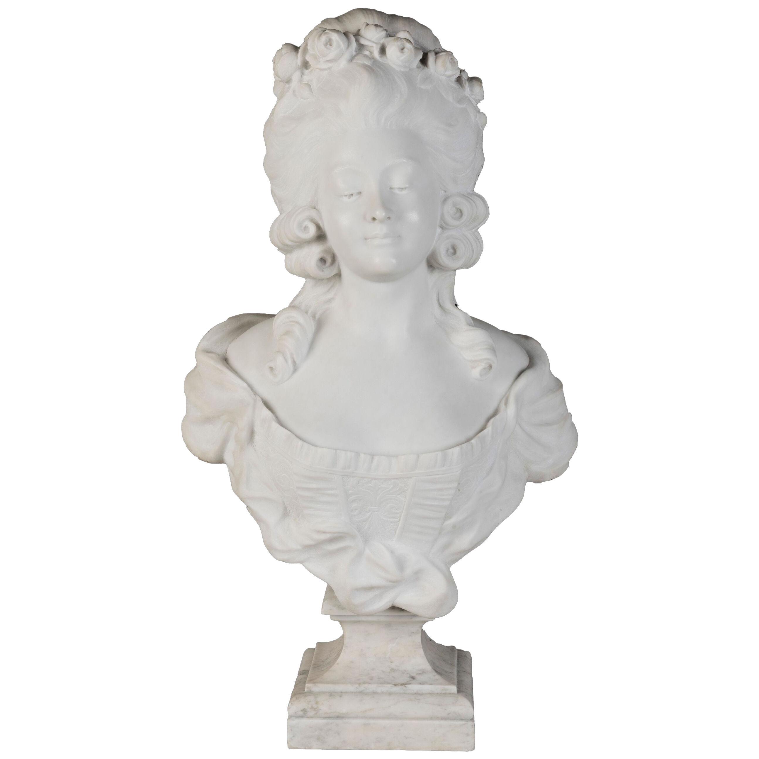 19th Century Marble Bust of the Princess of Lamballe