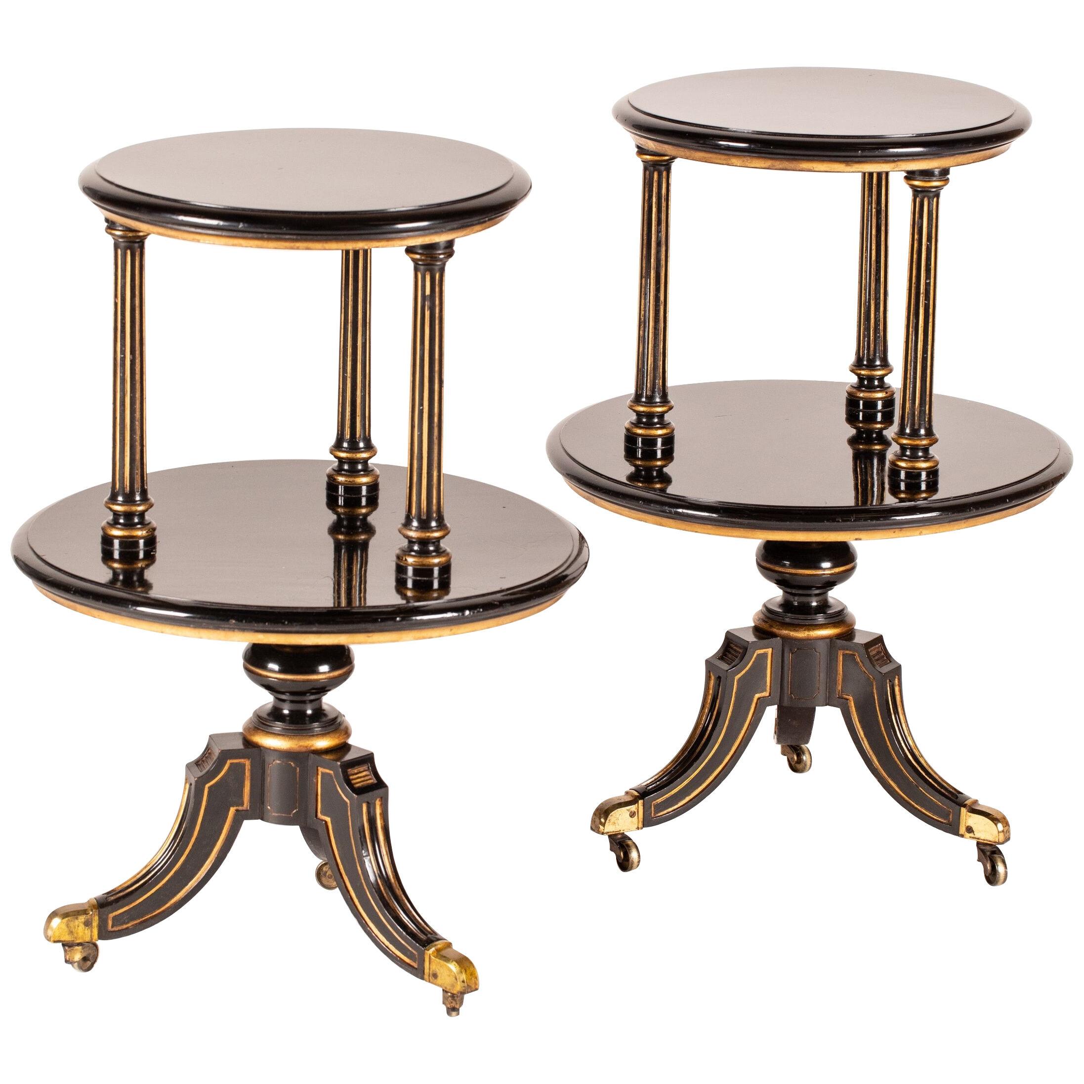 Pair of Aesthetic Movement Black Lacquer Tables