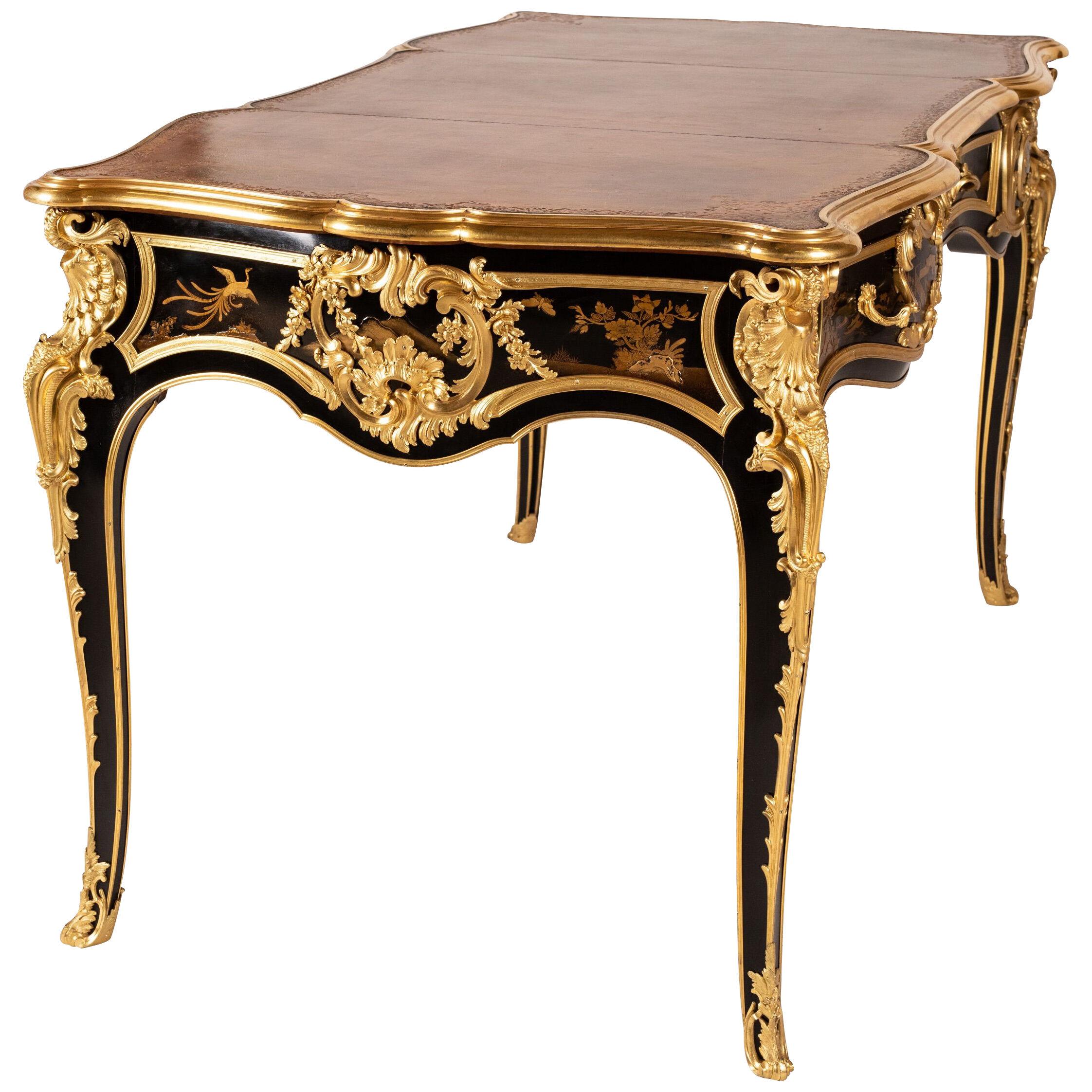 Exceptional Lacquer Bureau Plat in the Louis XV Style