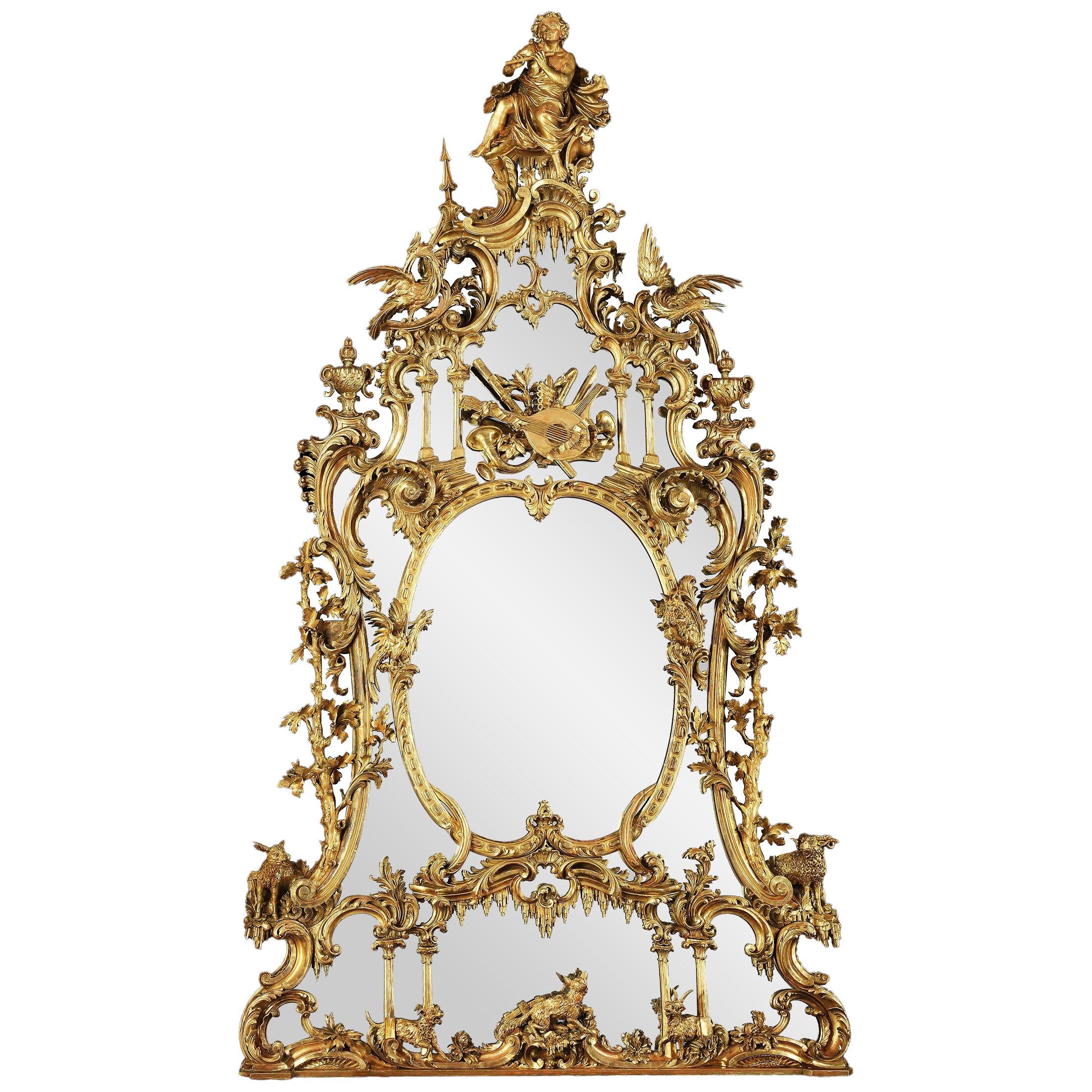  19th Century George III Style Carved Mirror after a design by Thomas Johnson