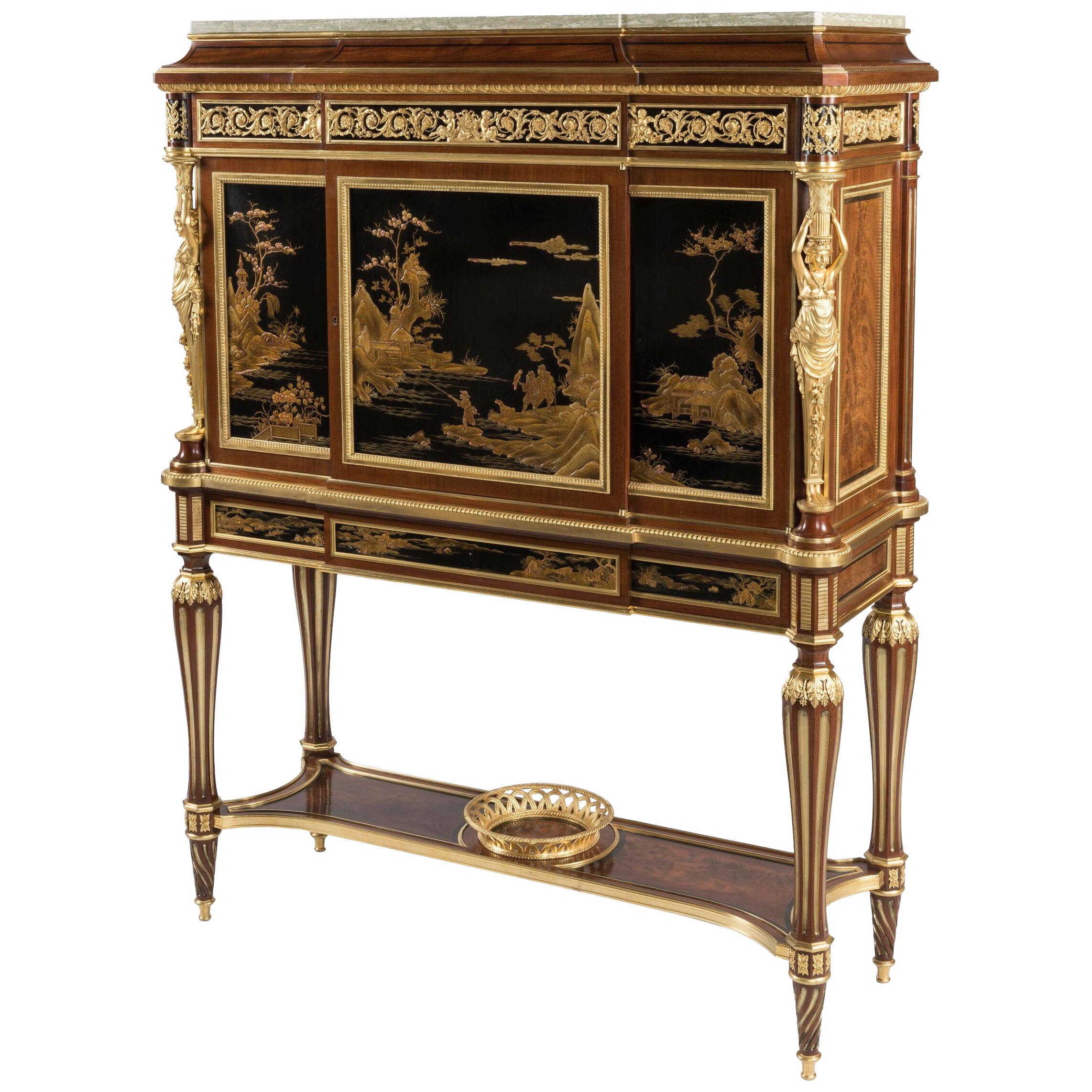 Lacquer-mounted Cabinet on Stand in the Louis XVI Style