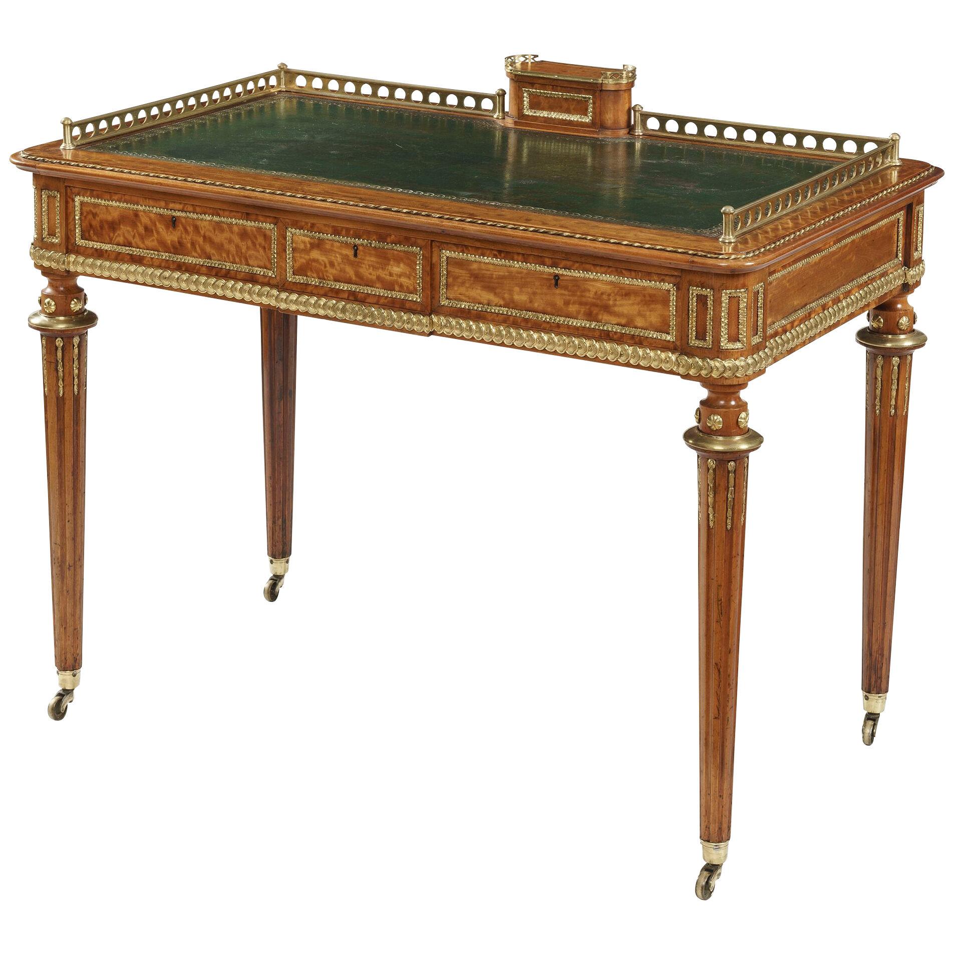  19th Century Satinwood Writing Desk Attributed to Holland & Sons