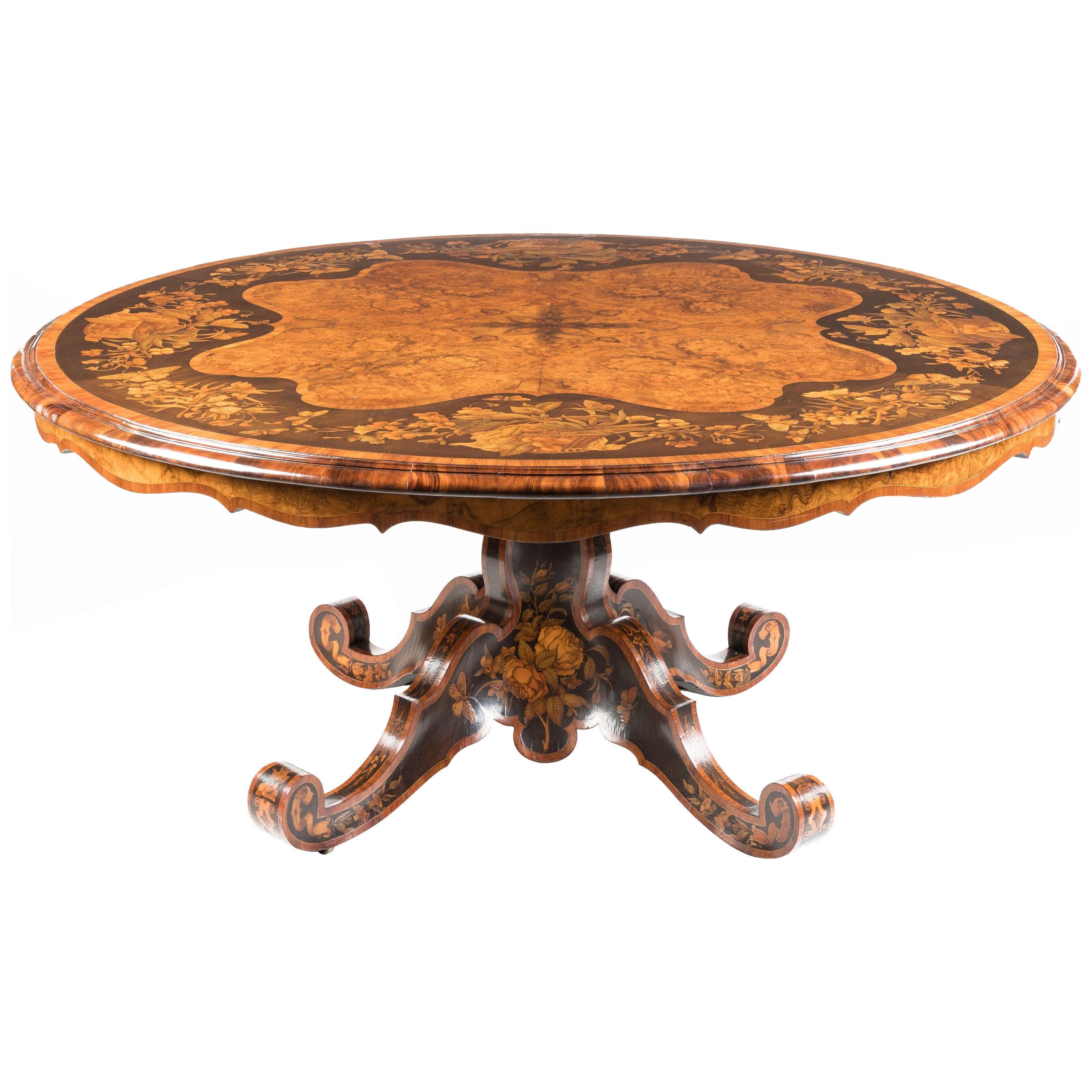 19th Century Exhibition-Quality Burr Walnut and Marquetry Centre Table