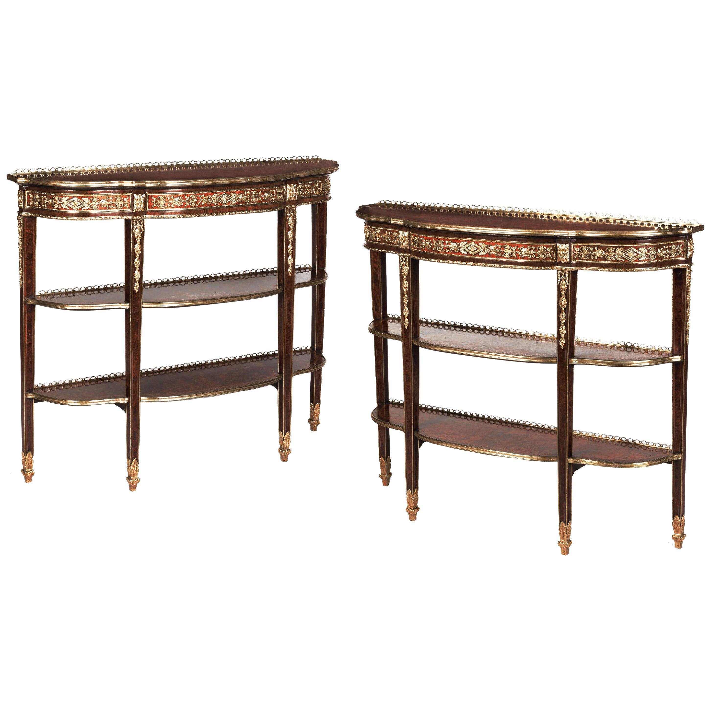 Rare and Exceptional Pair of Louis XVI Style Console Tables