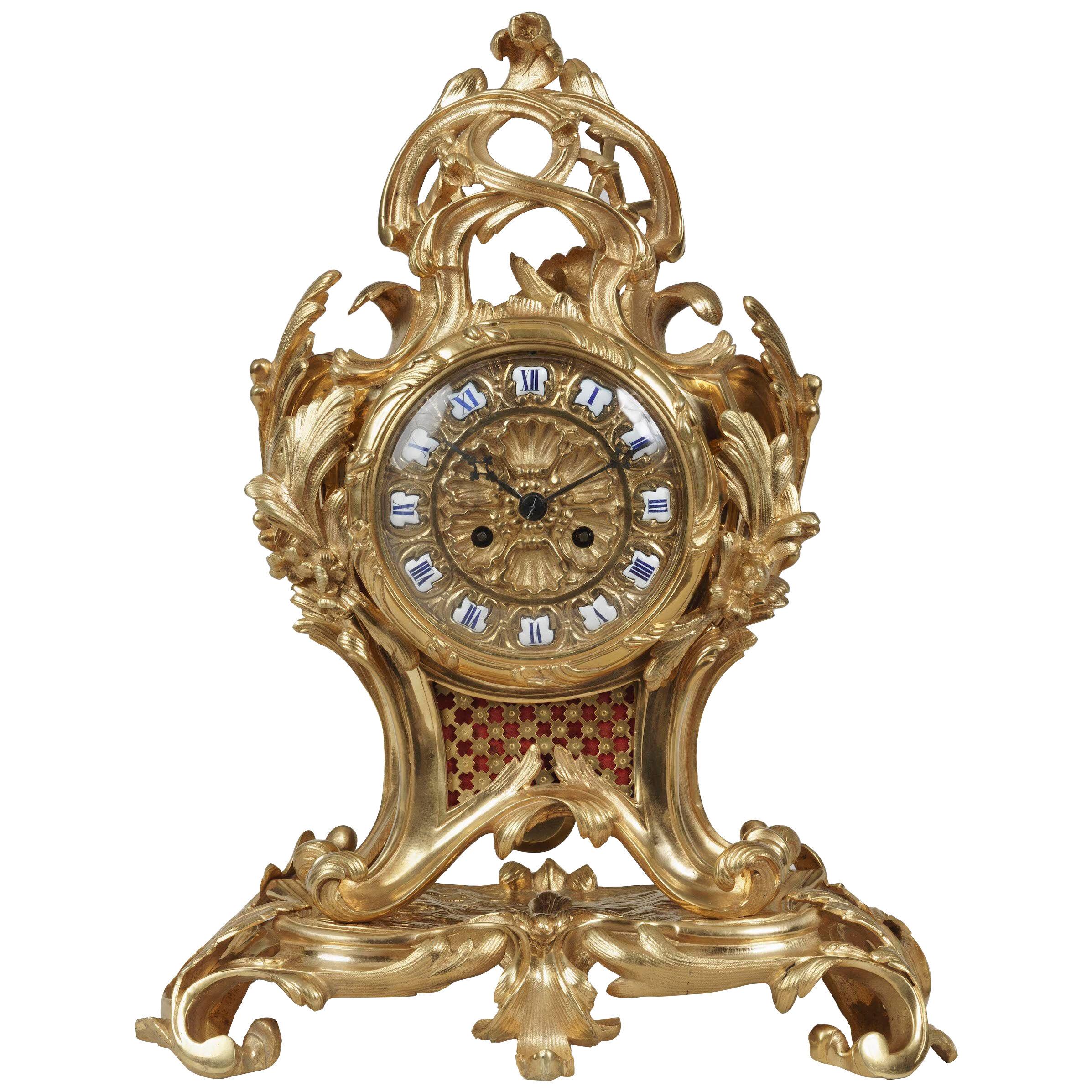 19th Century Mantle Clock In the Louis XV Manner