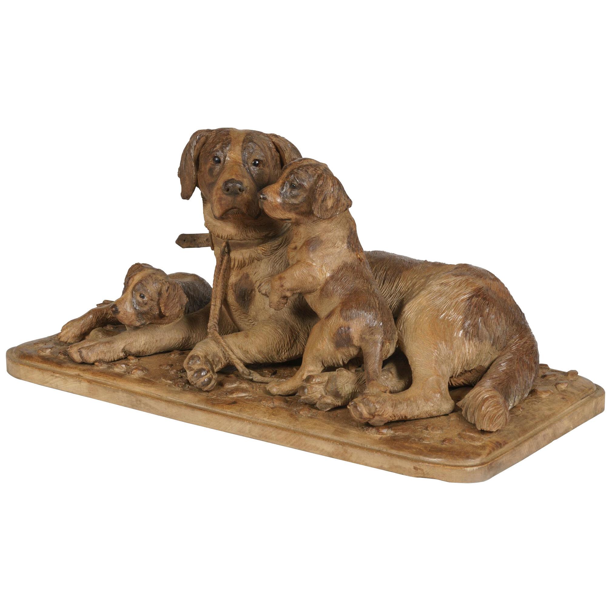  19th Century 'Black Forest' Carved Dog Group