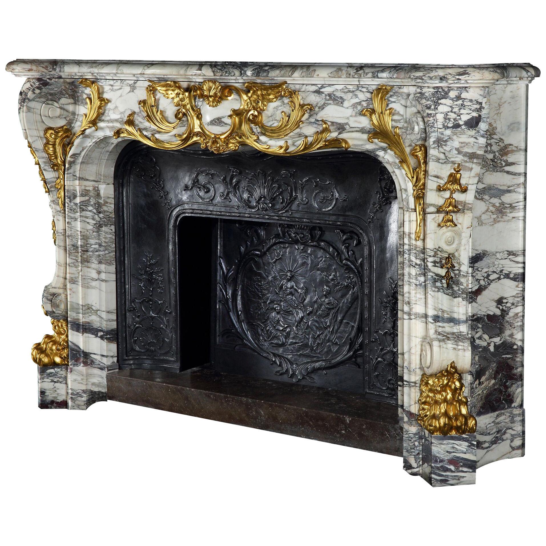 Monumental Marble Fireplace in the Louis XV Manner
