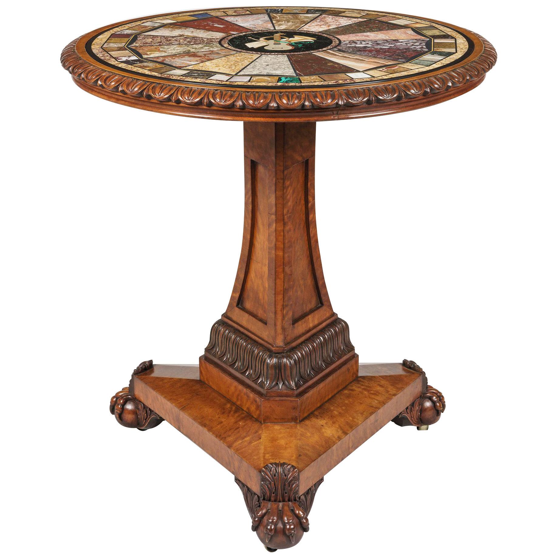 19th Century 'Grand Tour' Table on Carved Satinwood Base