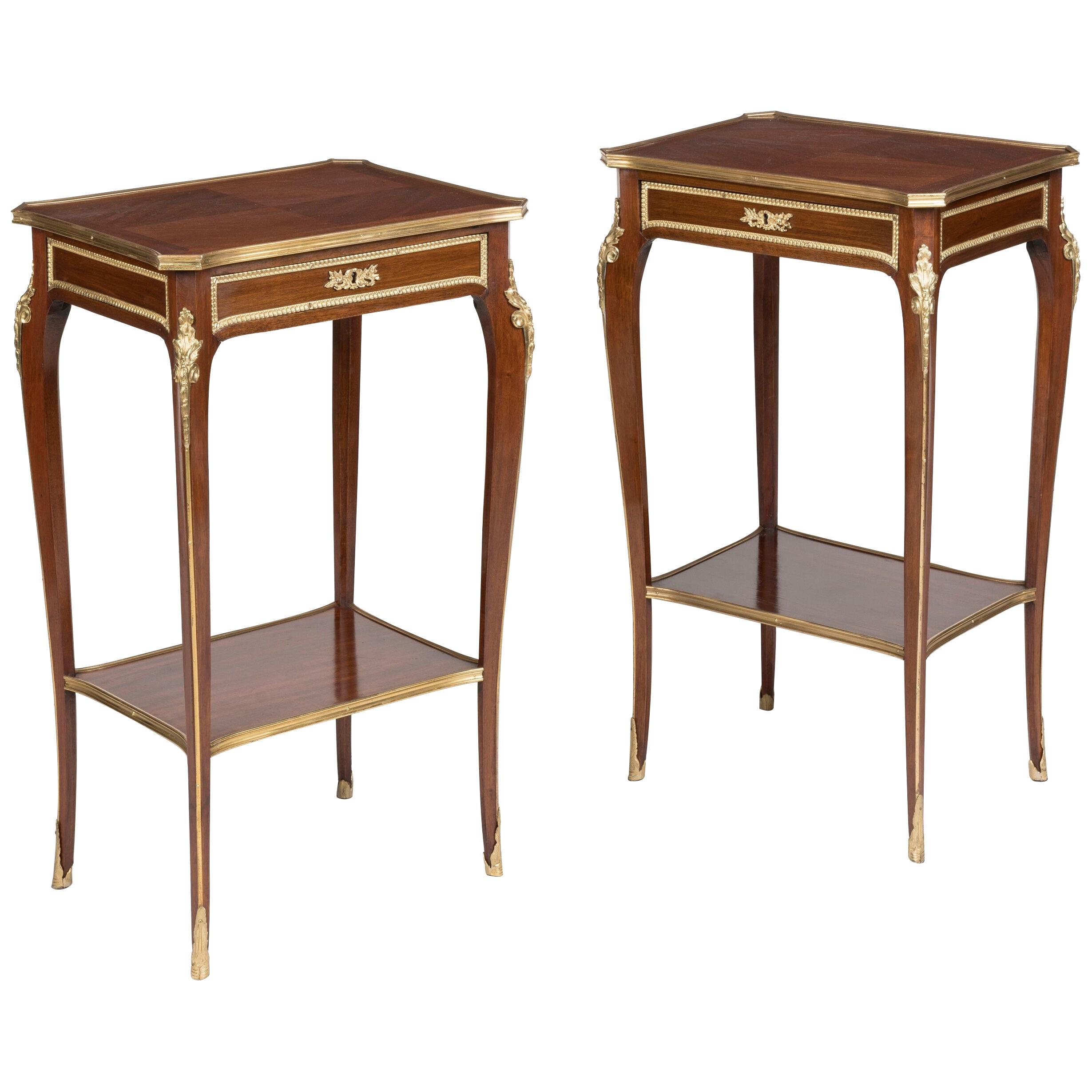 Pair of Mahogany Louis XVI Style Occasional Tables