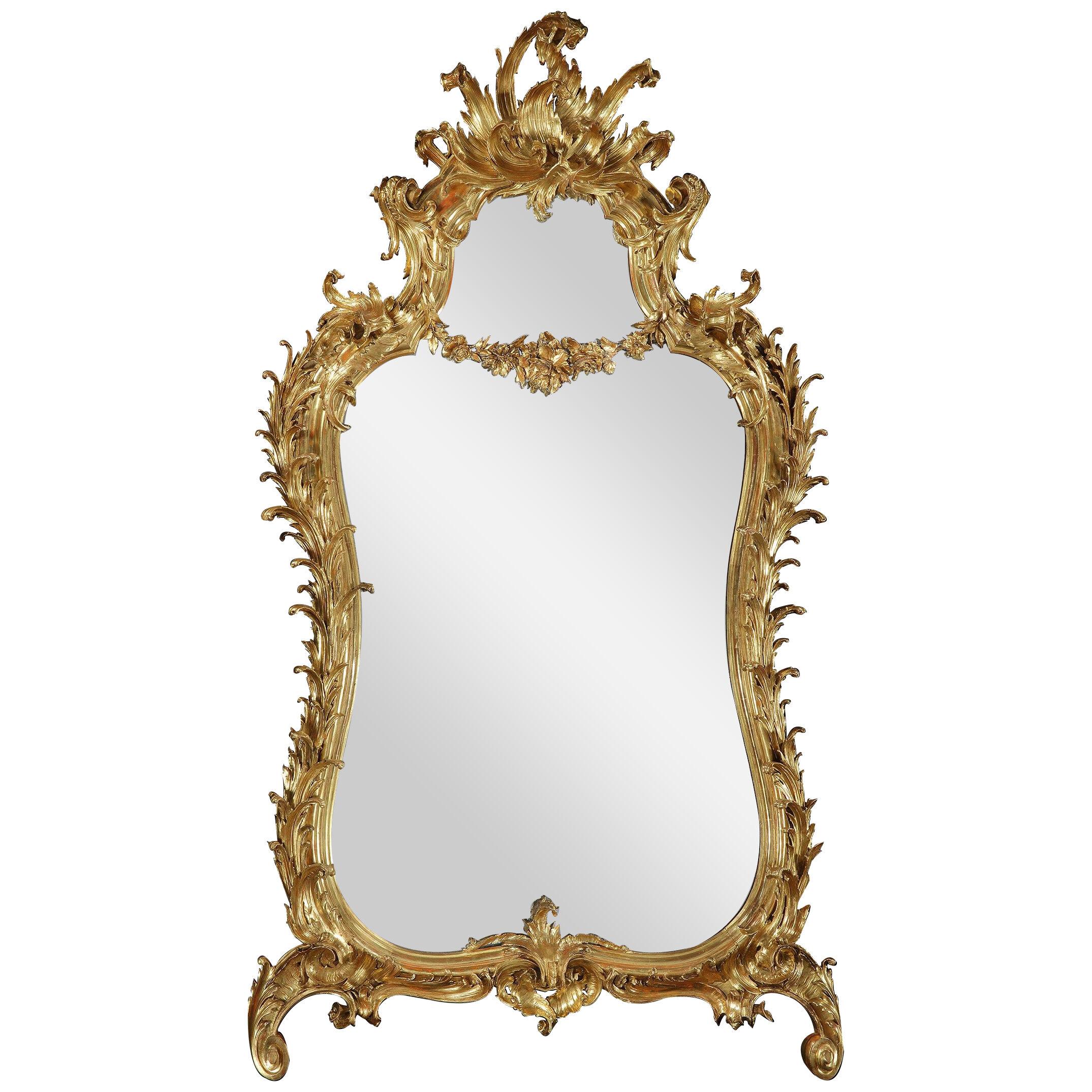 19th Century Rococo Giltwood Carved Mirror
