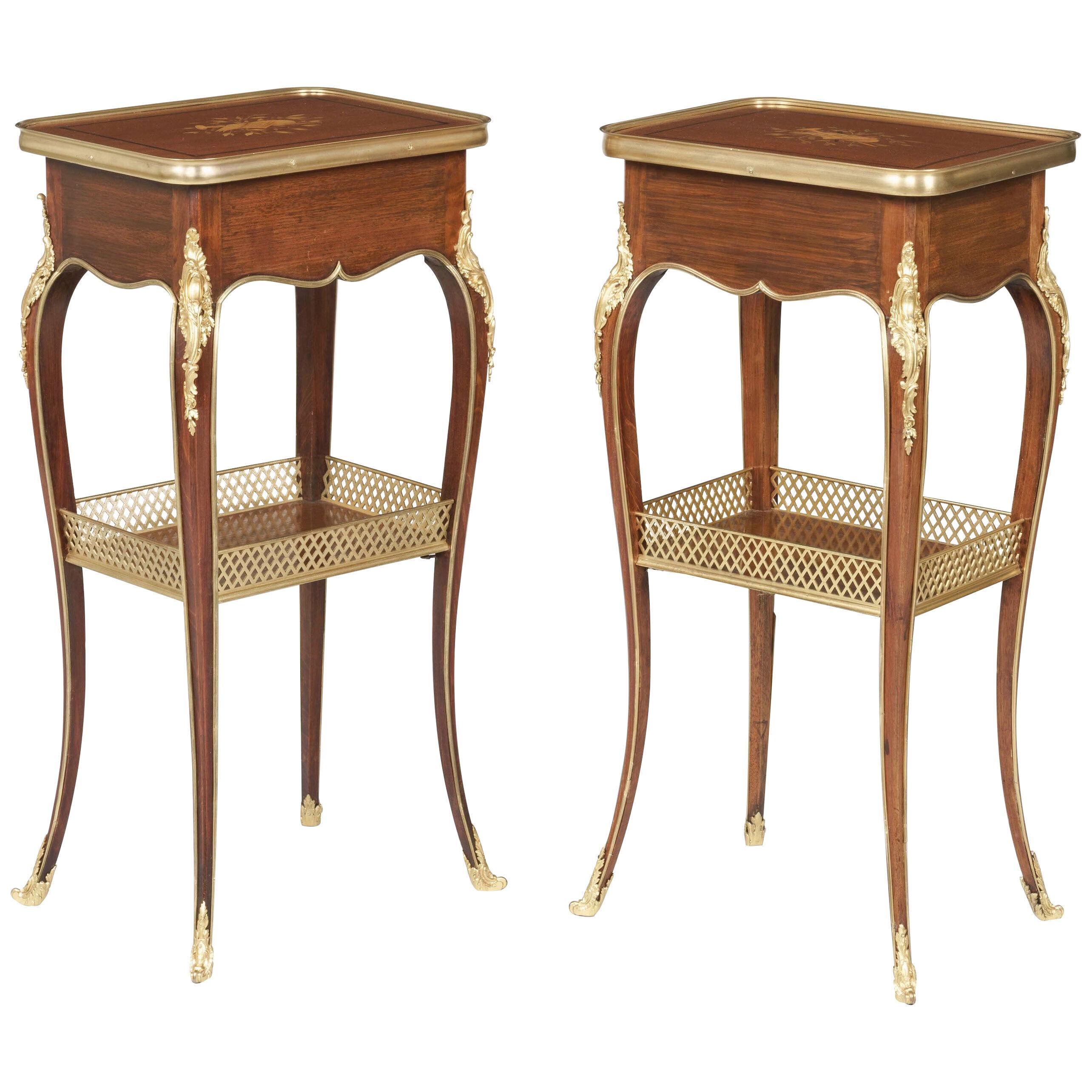 Matched Pair of 19th Century Ormolu-Mounted Tables in the Transitional Style
