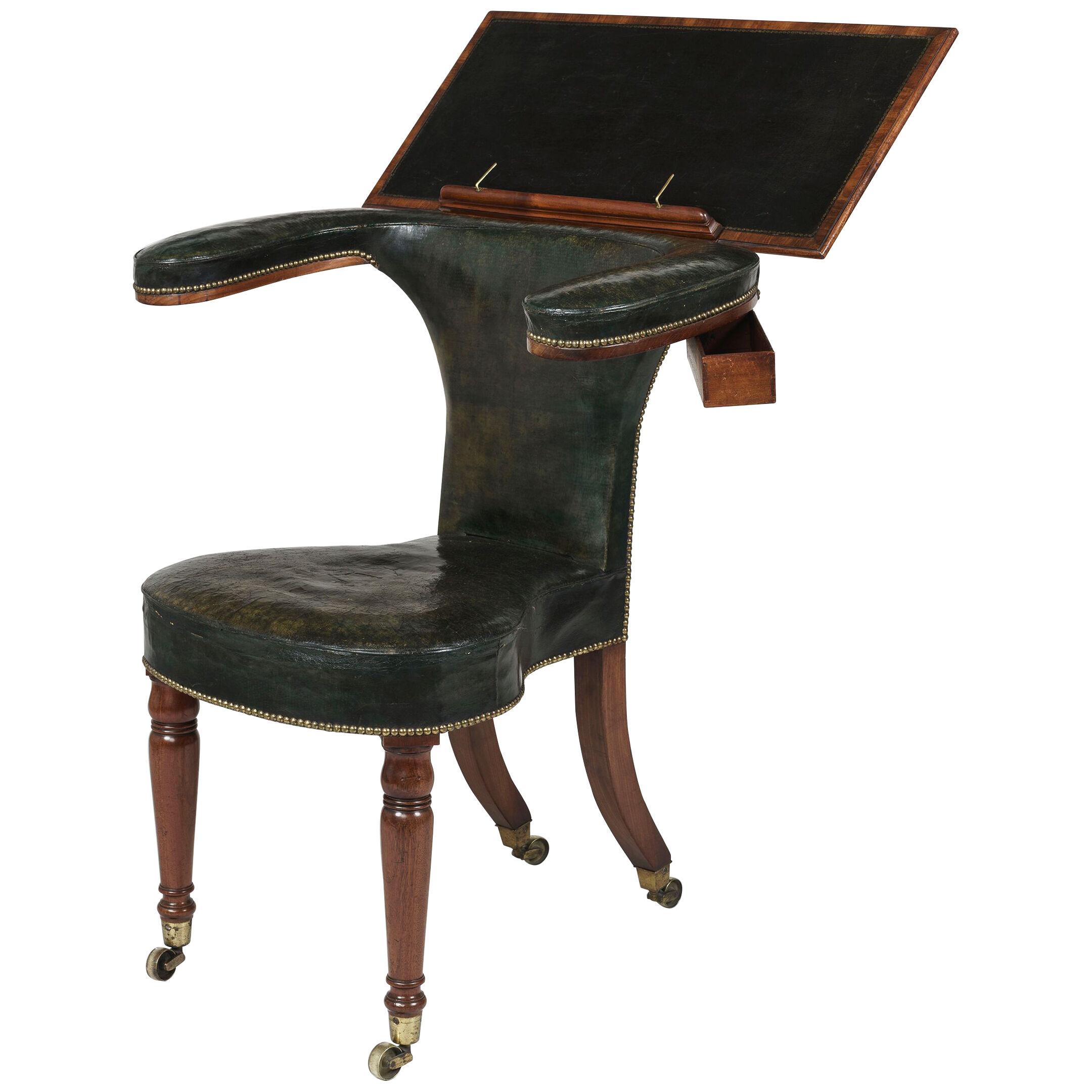 Georgian Library Reading Chair after a design by Thomas Sheraton