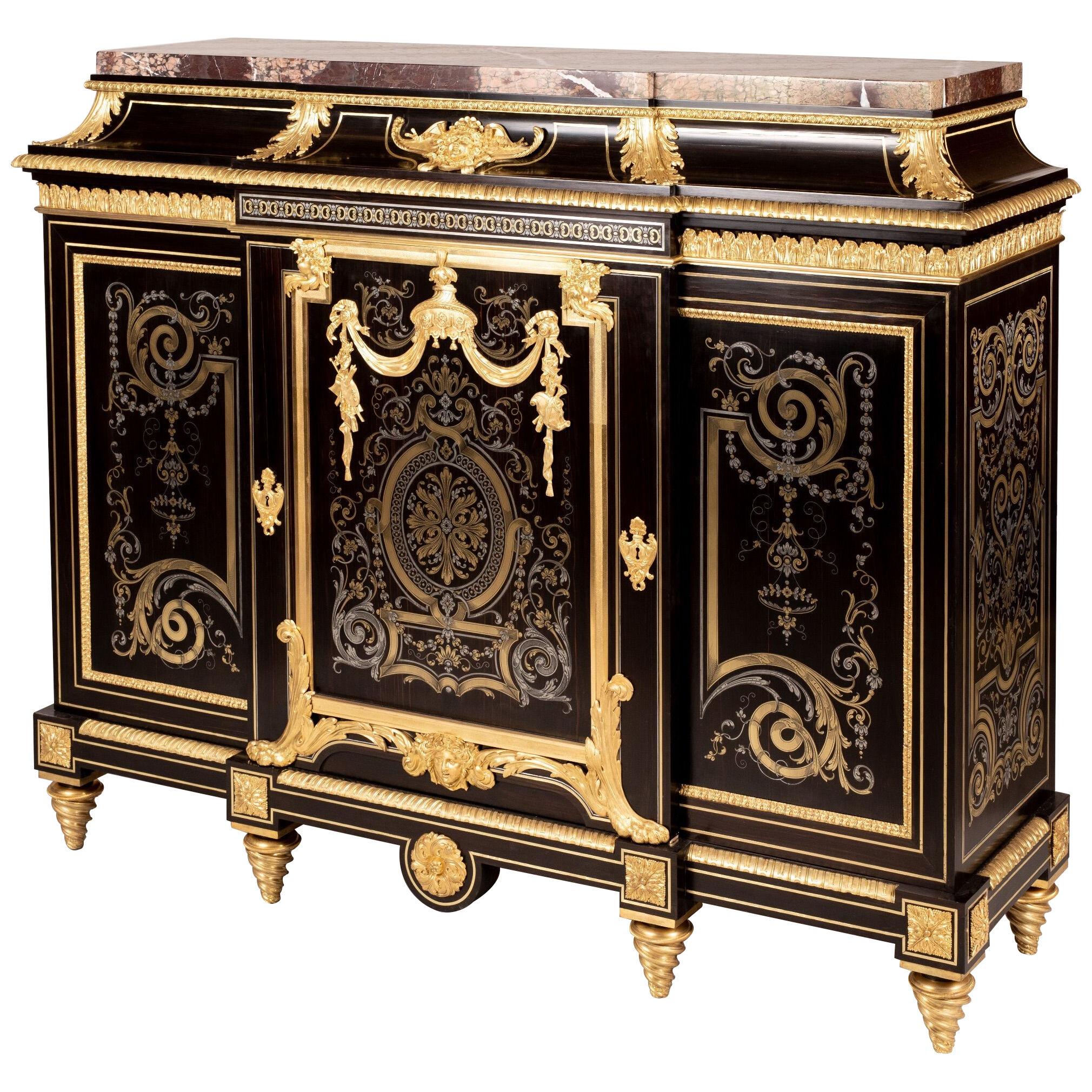 Superb 19th Century Marquetry Cabinet in the Louis XIV Manner