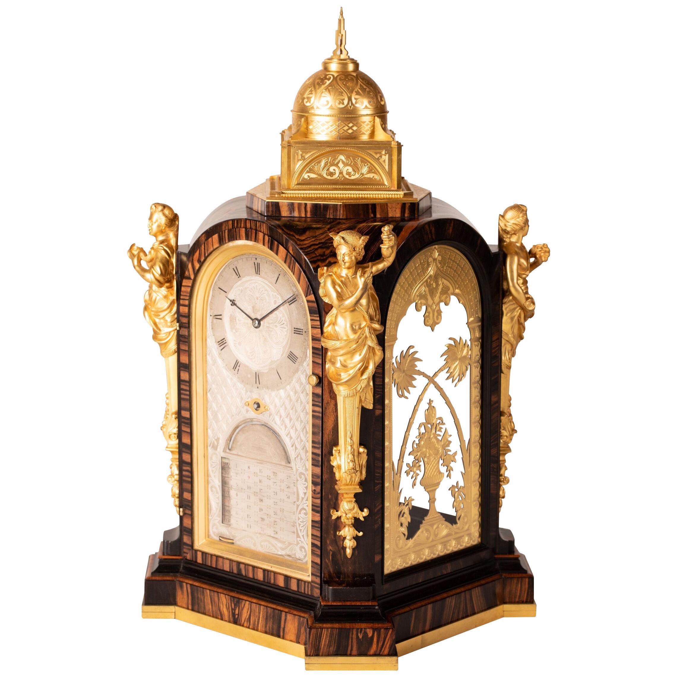 Unique Coromandel & Gilt Bronze Mantle Clock